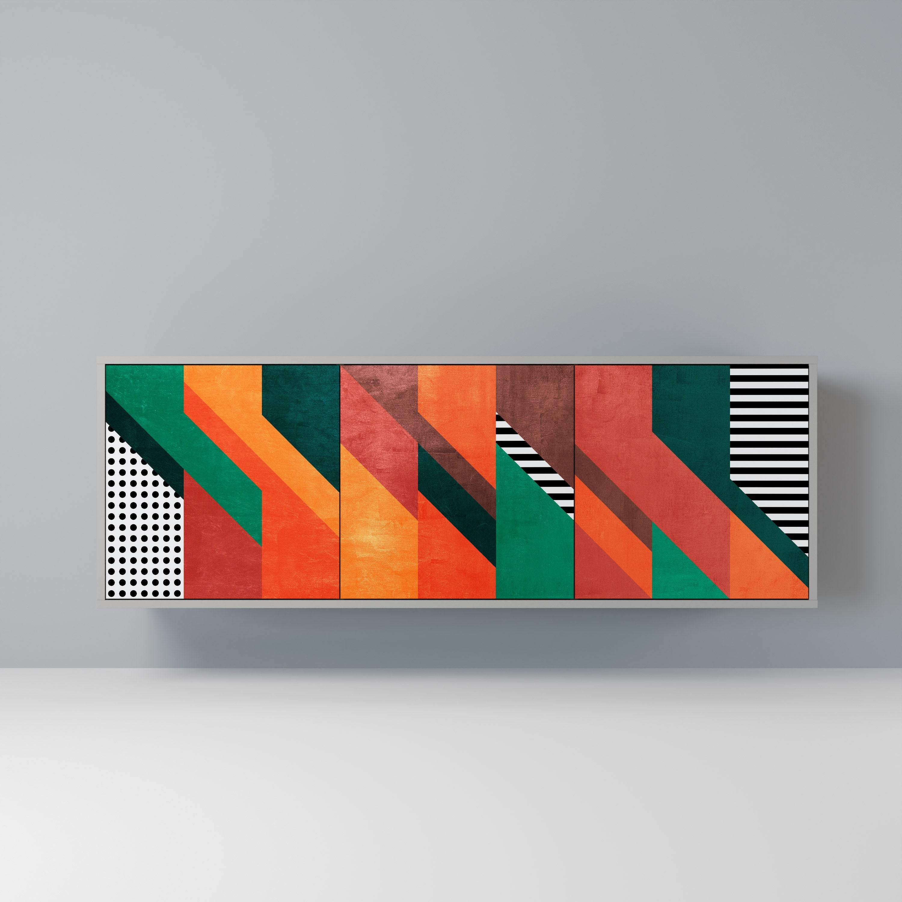 MAKESHIFT ARTISTRY Sideboard mit 3 Türen in Grau