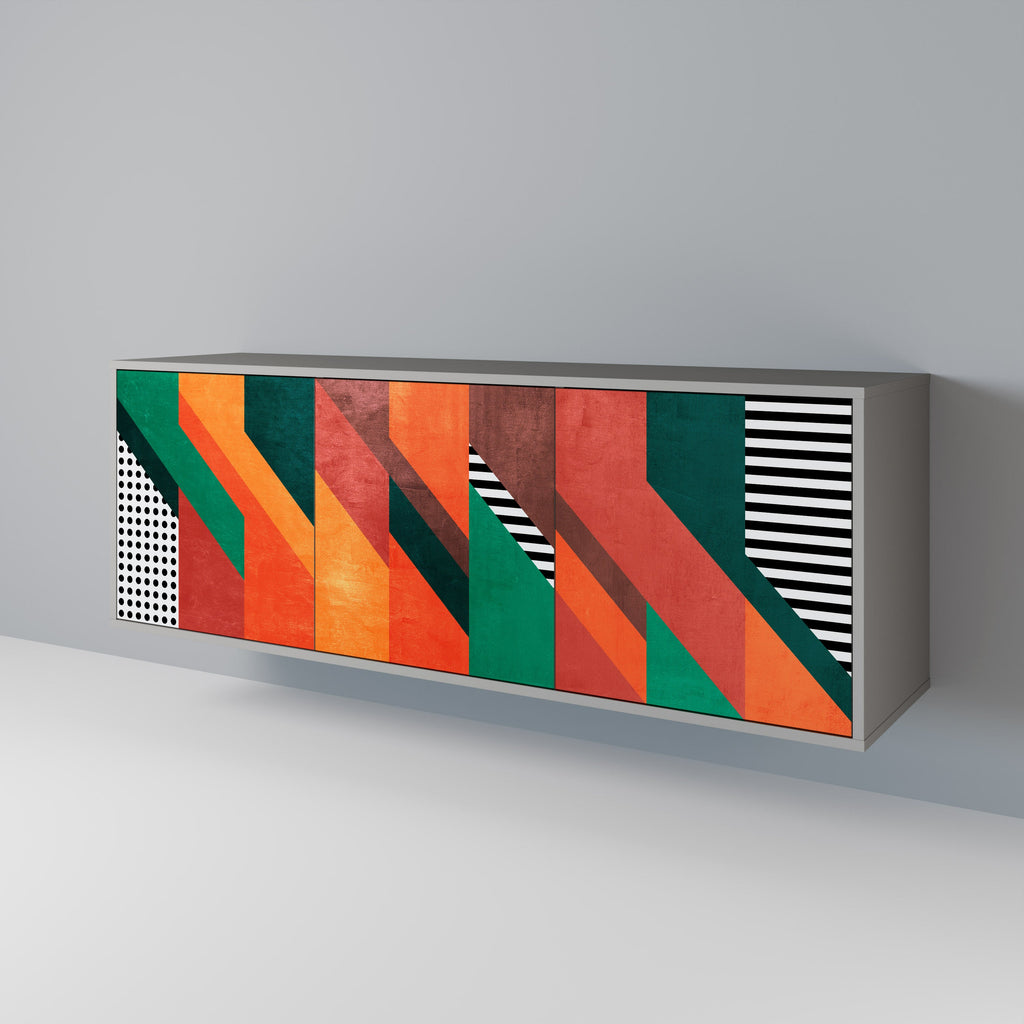 MAKESHIFT ARTISTRY Sideboard mit 3 Türen in Grau