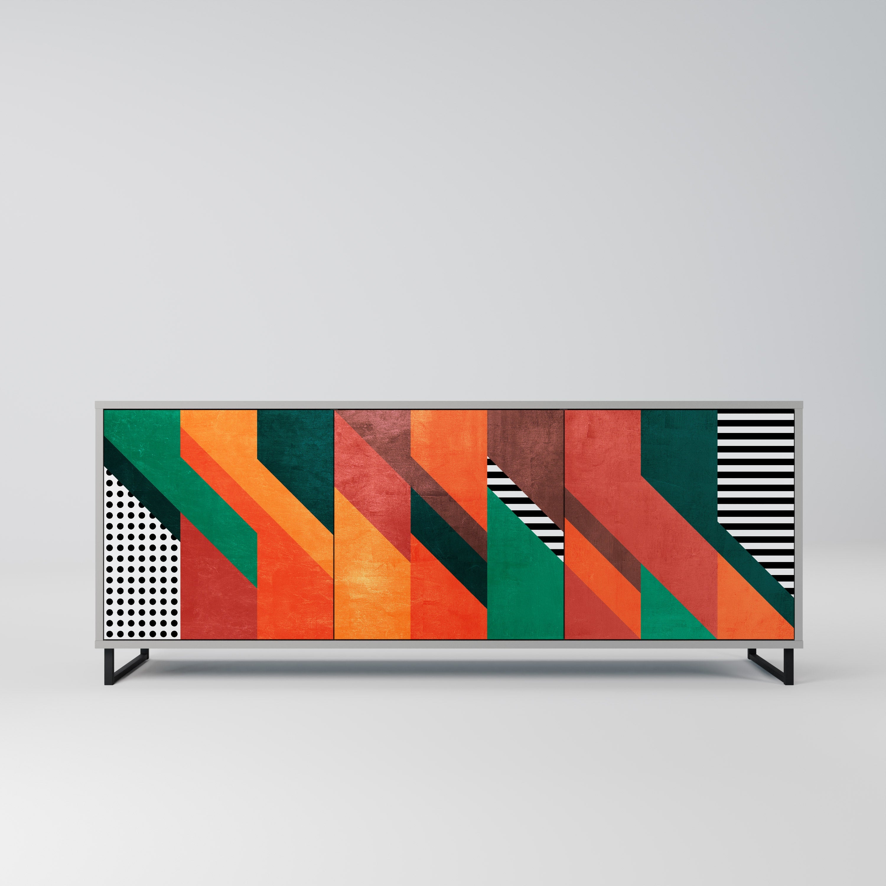 MAKESHIFT ARTISTRY Sideboard mit 3 Türen in Grau