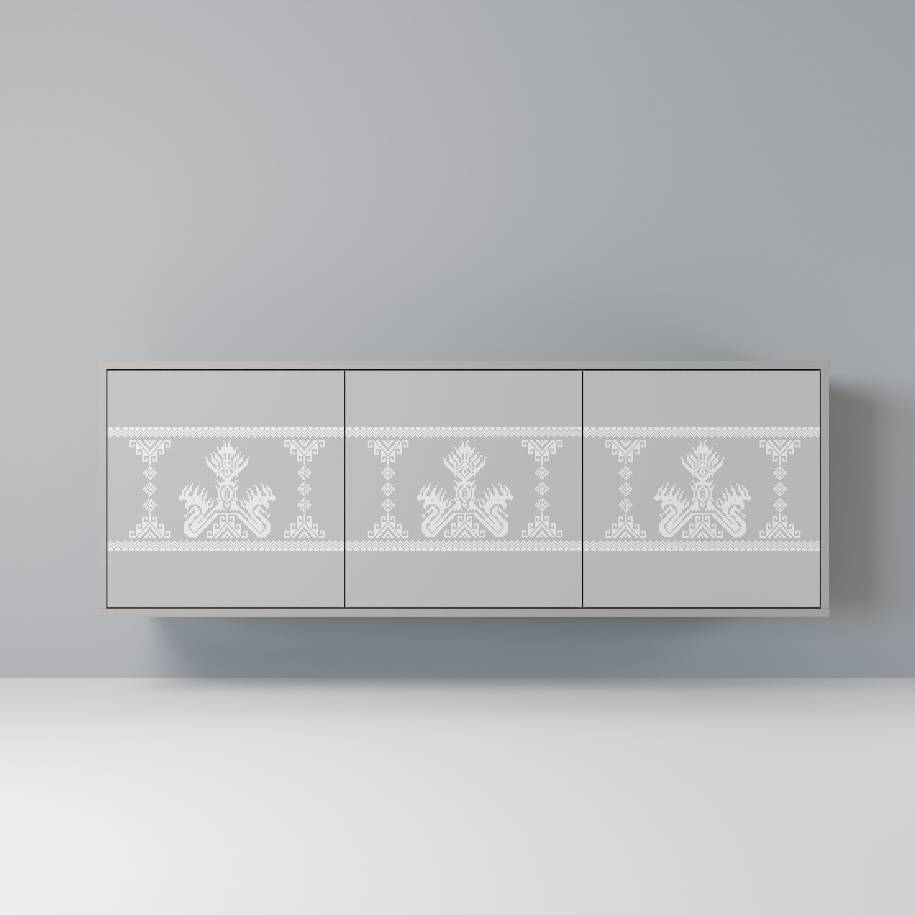 THAI GRAY Sideboard mit 3 Türen in Grau