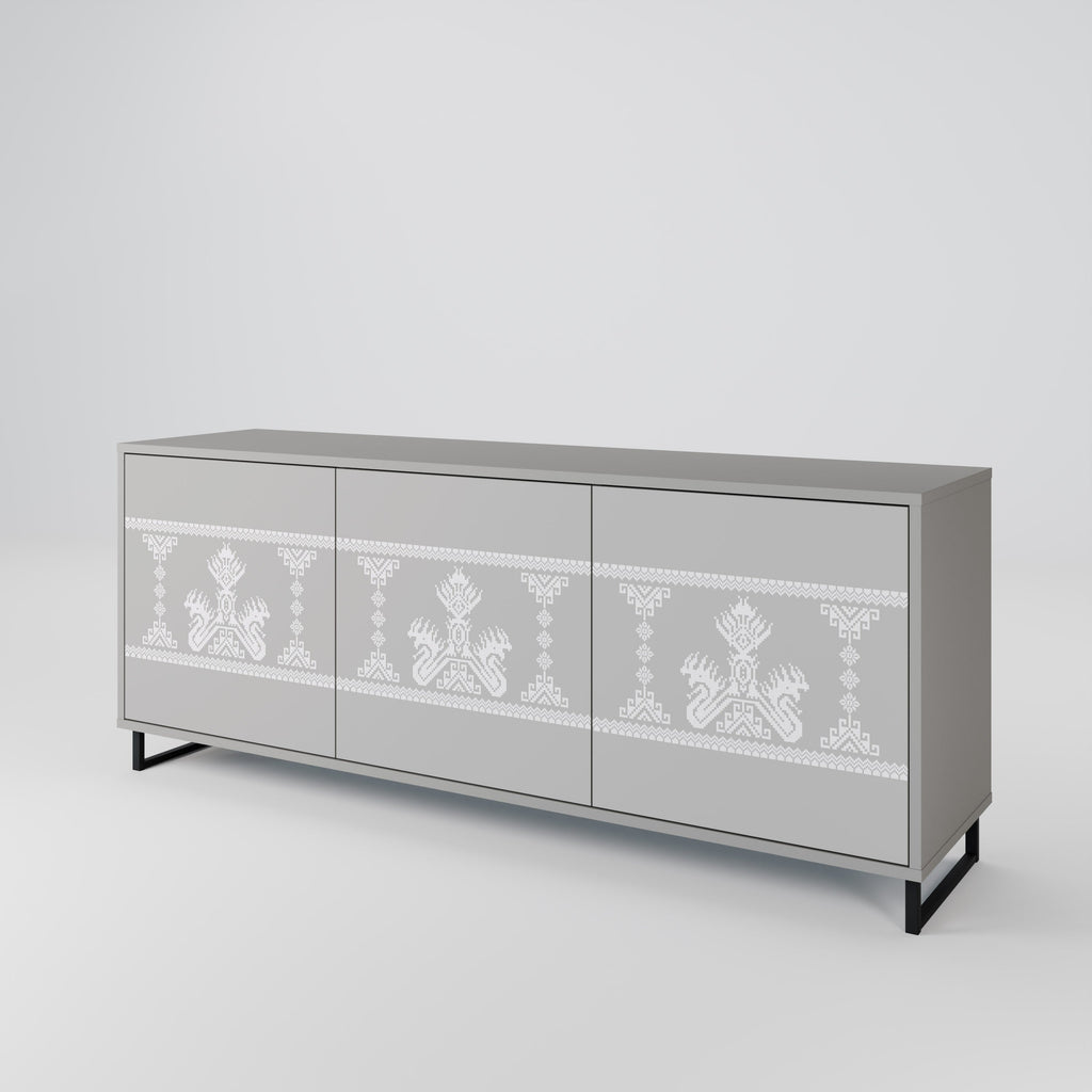 THAI GRAY Sideboard mit 3 Türen in Grau