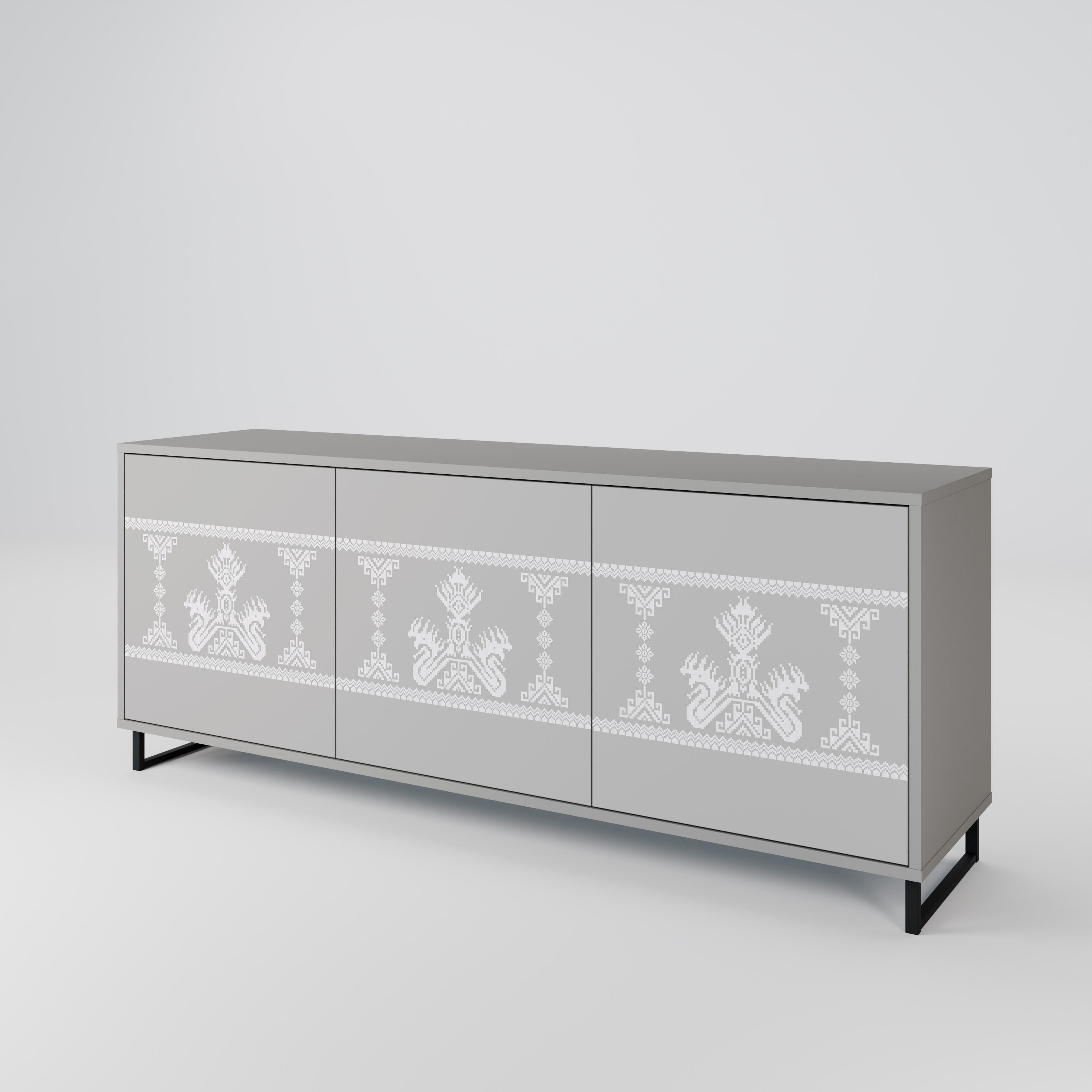 THAI GRAY Sideboard mit 3 Türen in Grau