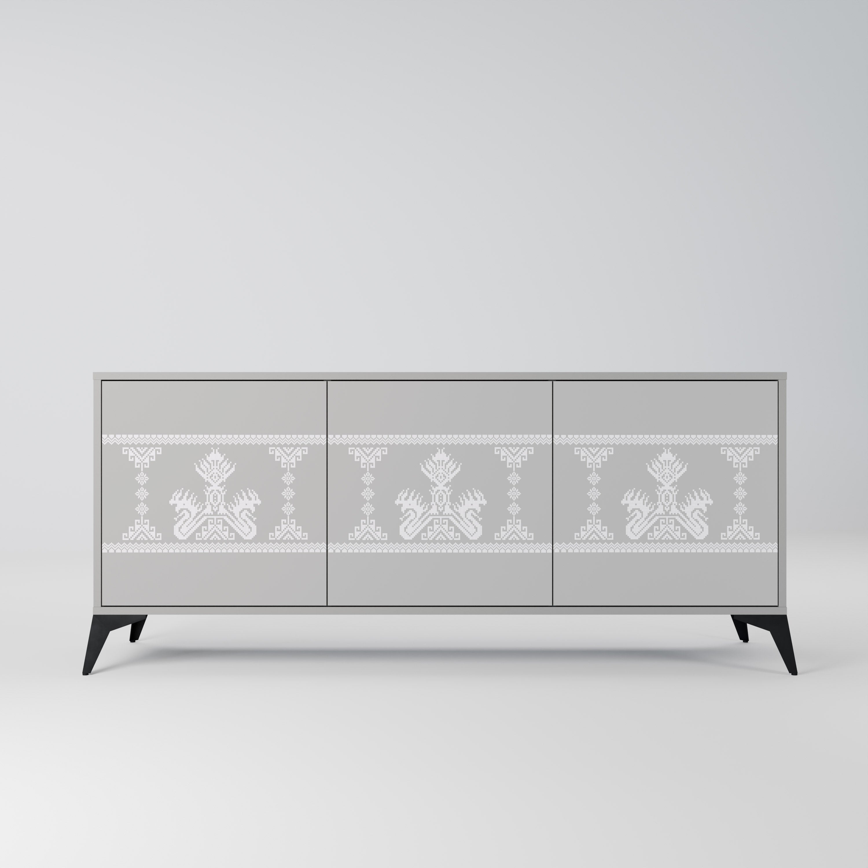 THAI GRAY Sideboard mit 3 Türen in Grau