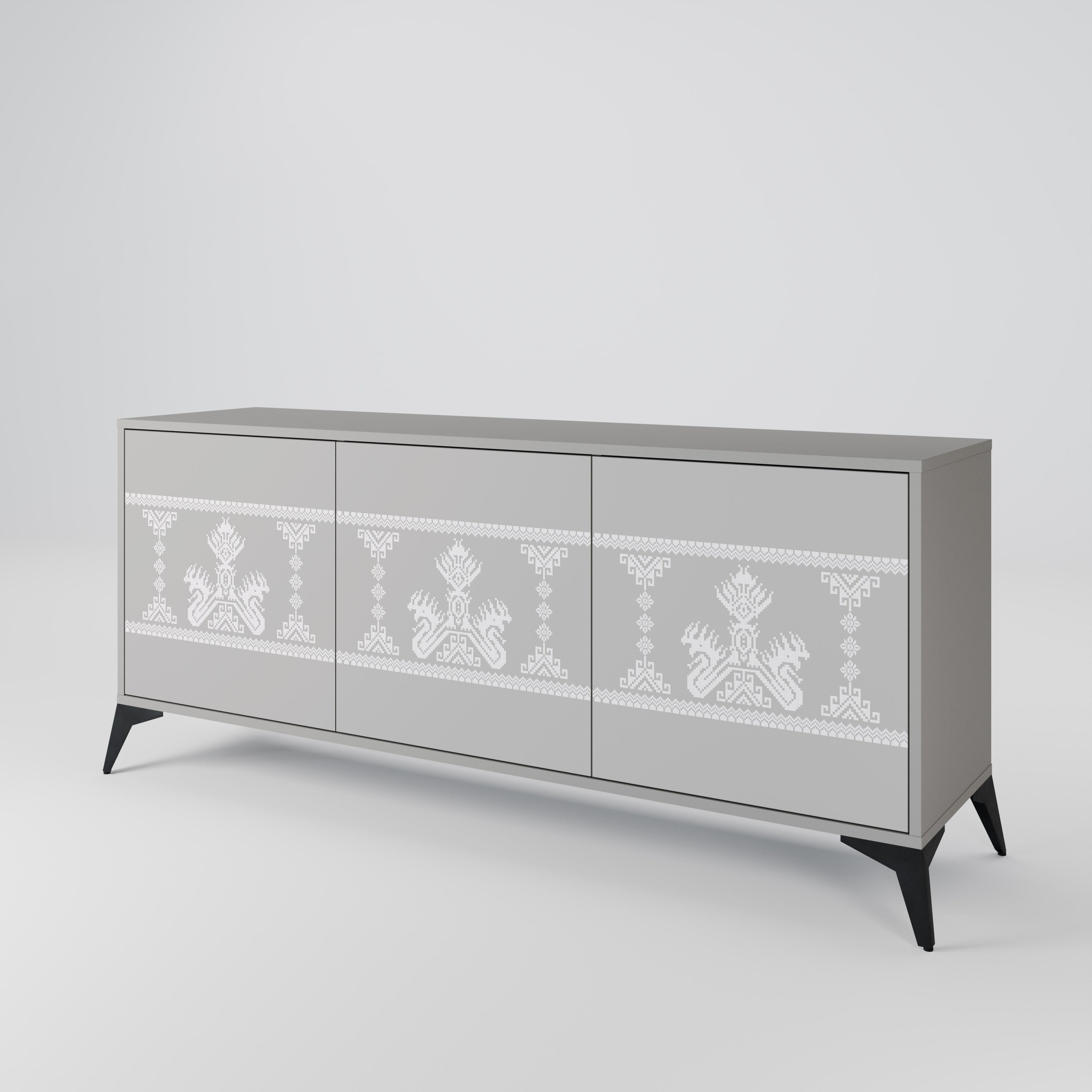 THAI GRAY Sideboard mit 3 Türen in Grau