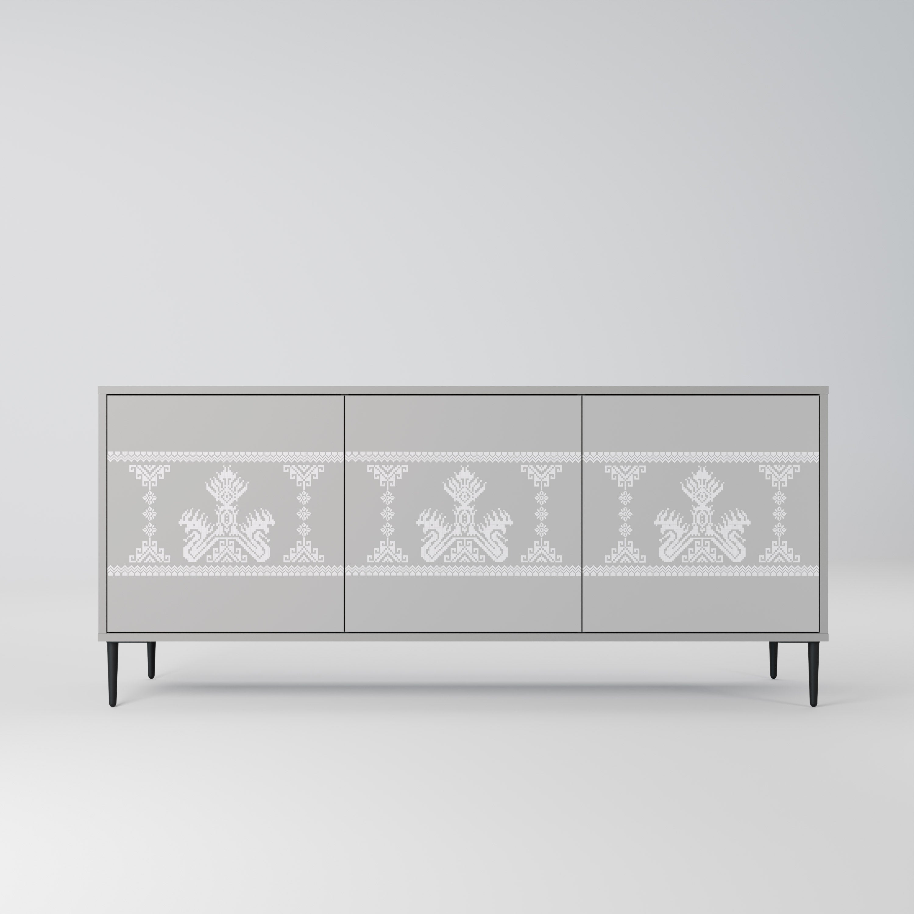 THAI GRAY Sideboard mit 3 Türen in Grau