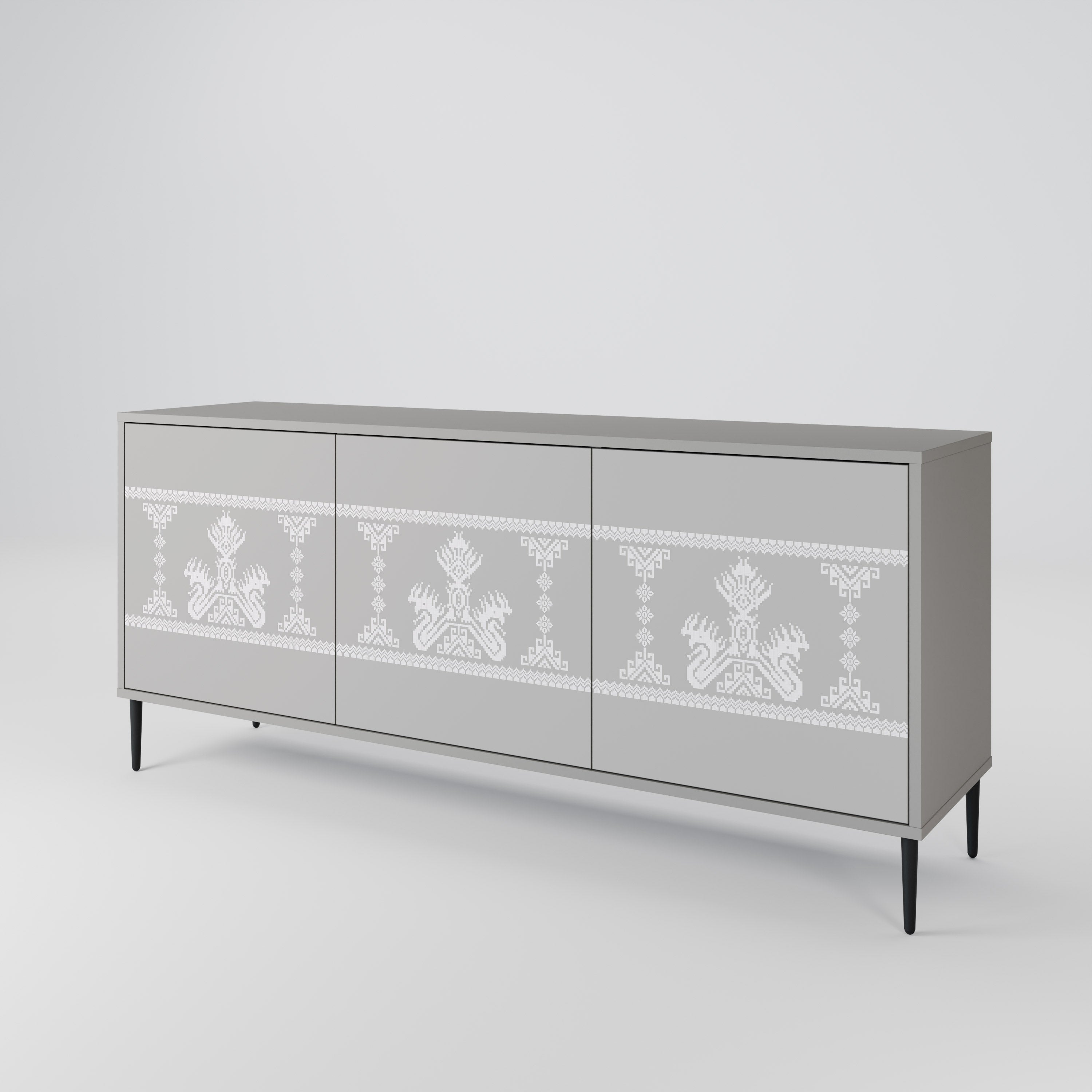 THAI GRAY Sideboard mit 3 Türen in Grau