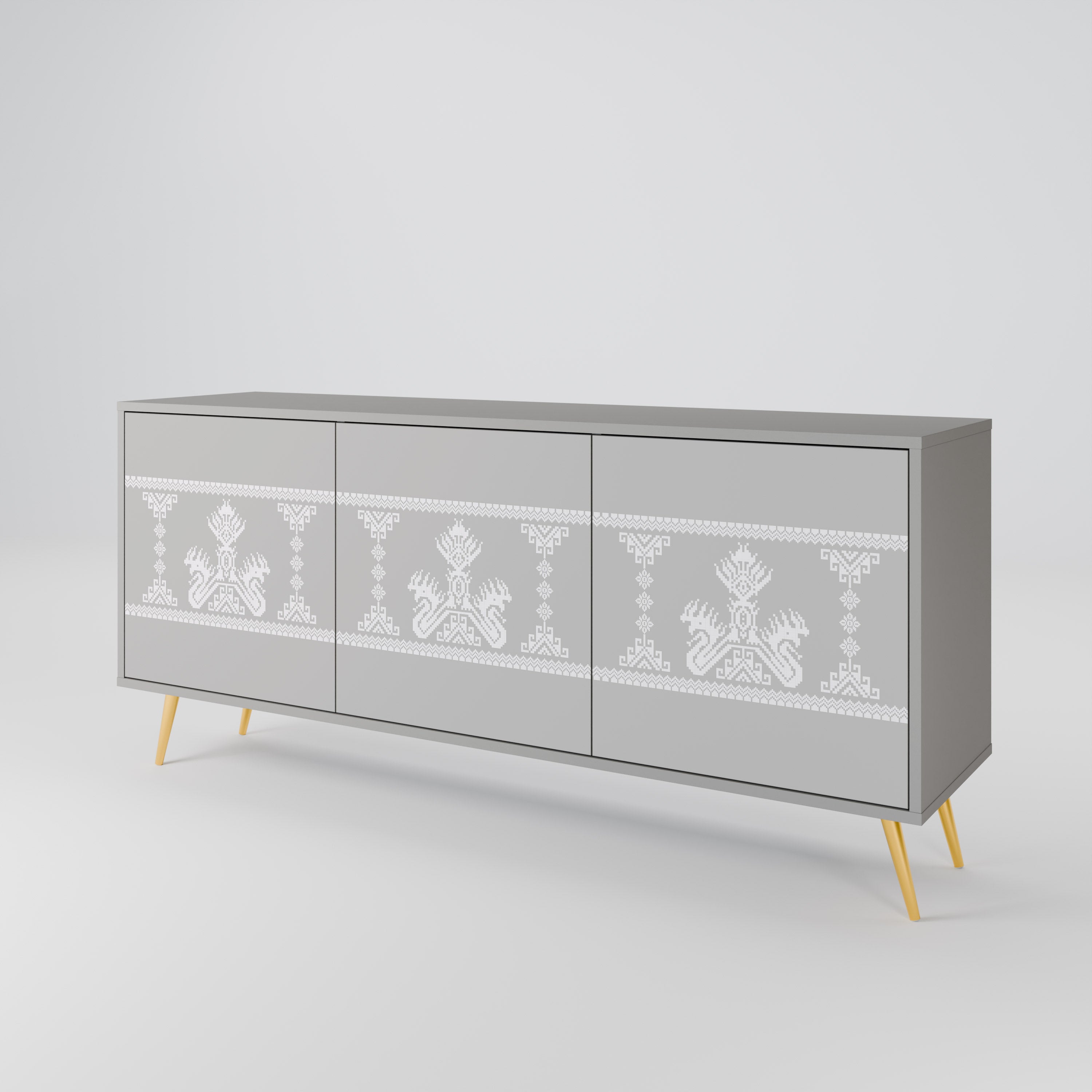 THAI GRAY Sideboard mit 3 Türen in Grau