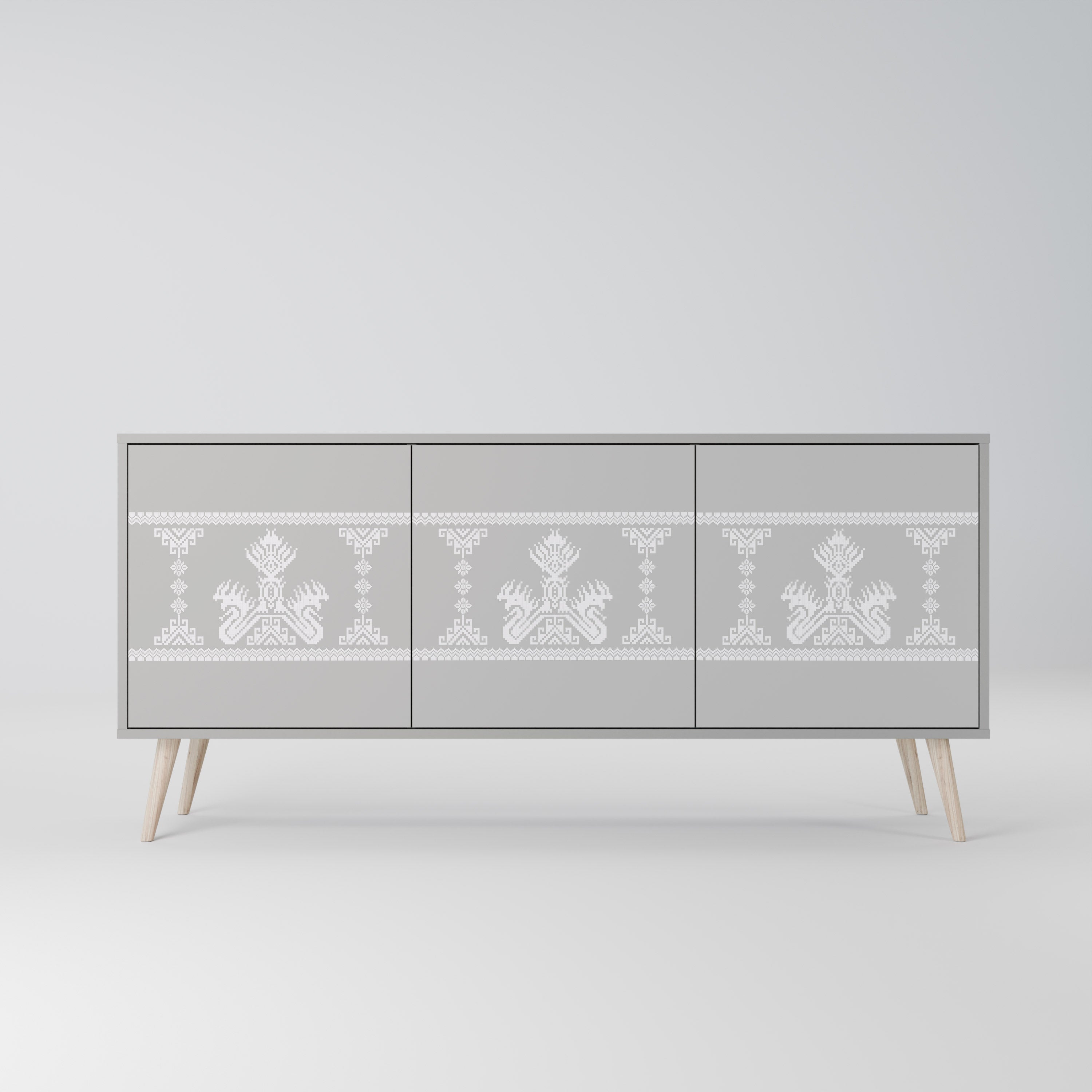 THAI GRAY Sideboard mit 3 Türen in Grau