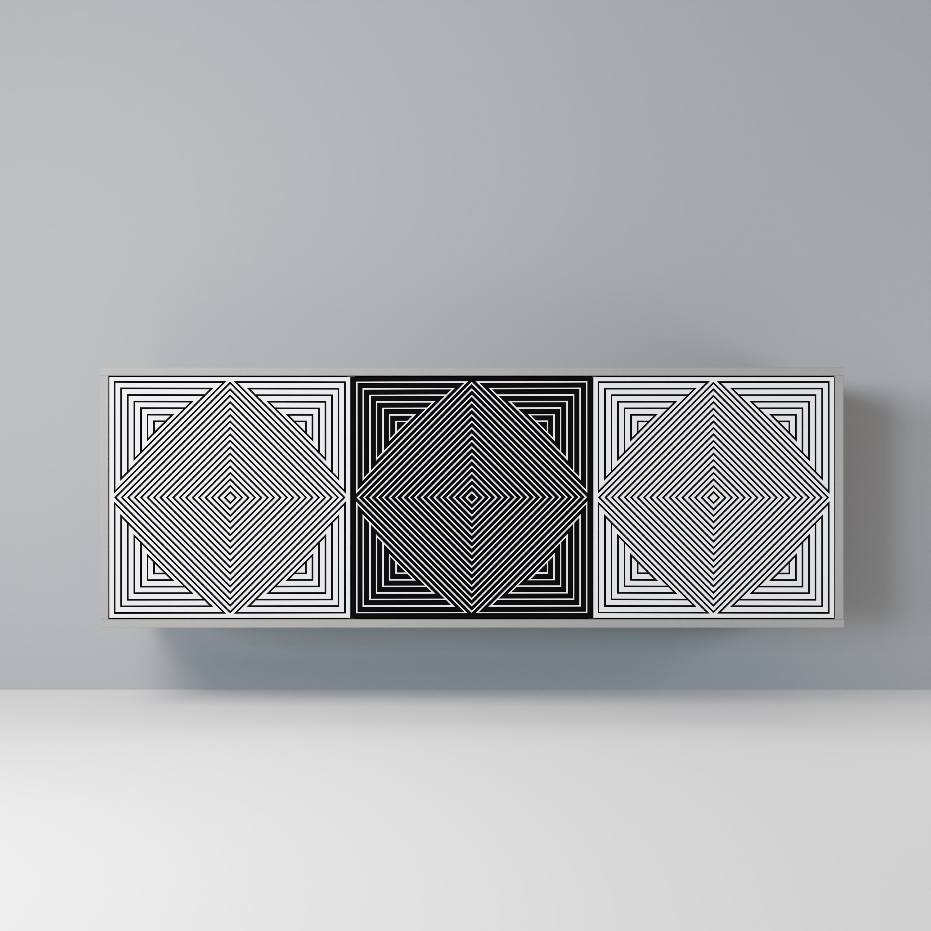 POLYGON ILLUSION Sideboard mit 3 Türen in Grau