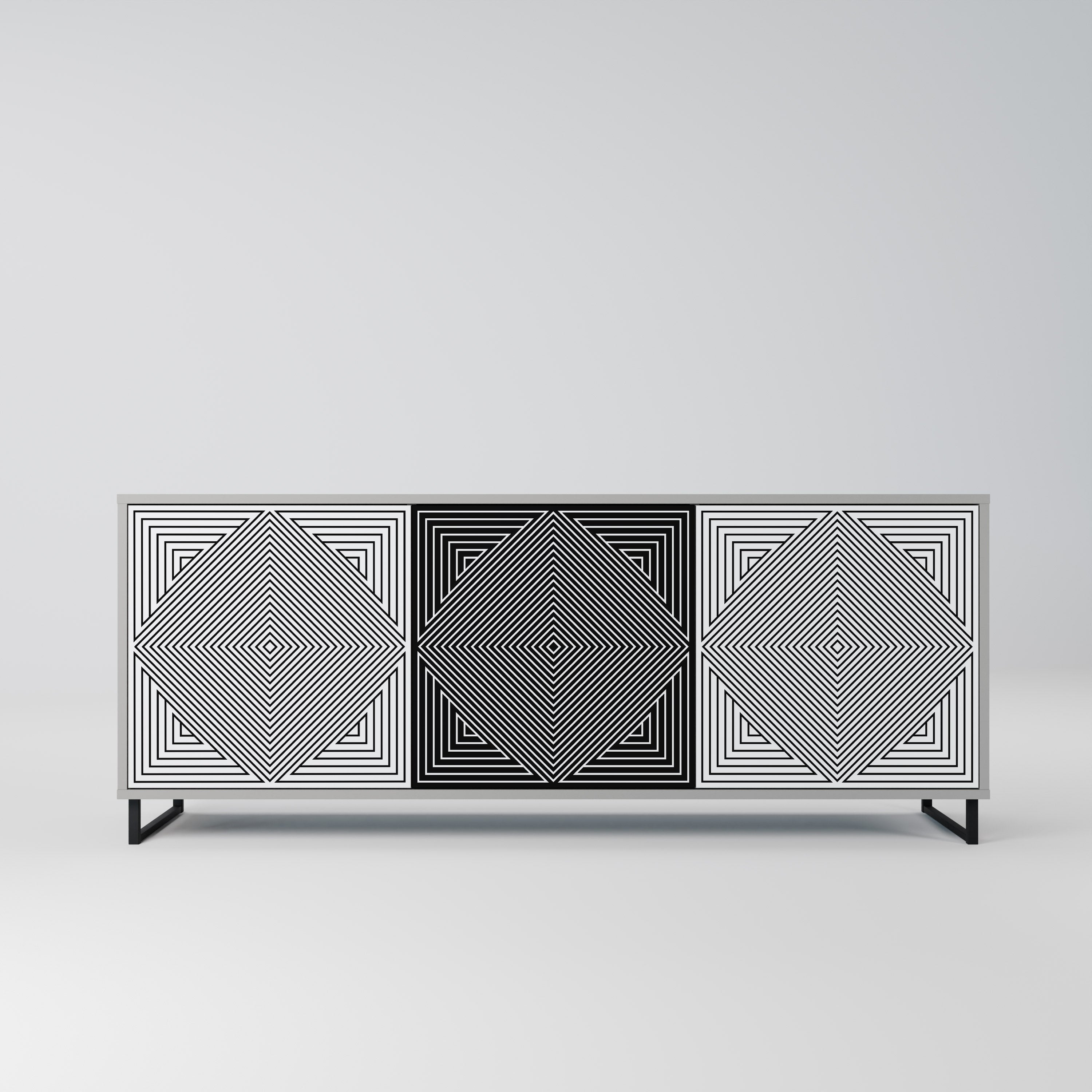 POLYGON ILLUSION Sideboard mit 3 Türen in Grau
