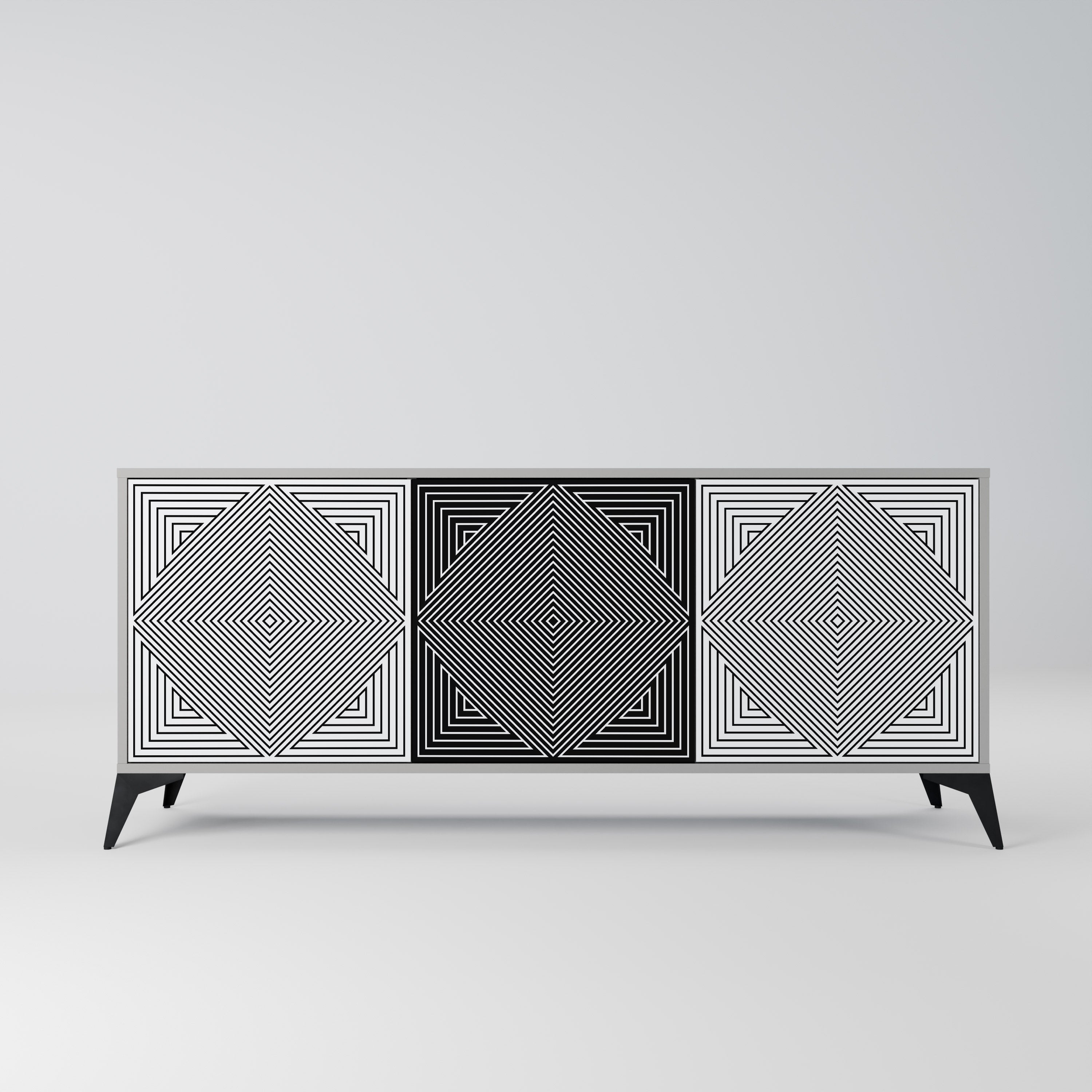 POLYGON ILLUSION Sideboard mit 3 Türen in Grau
