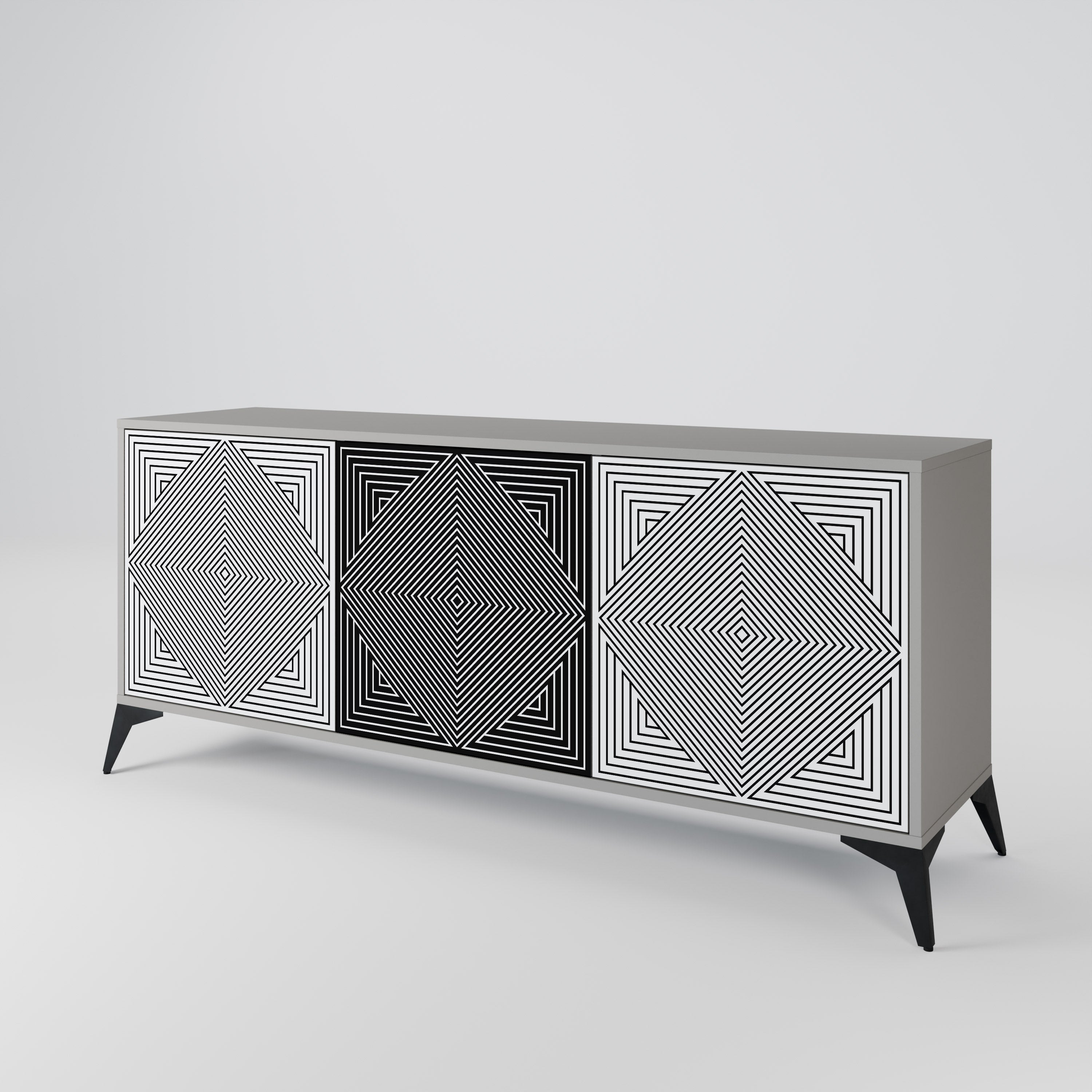 POLYGON ILLUSION Sideboard mit 3 Türen in Grau