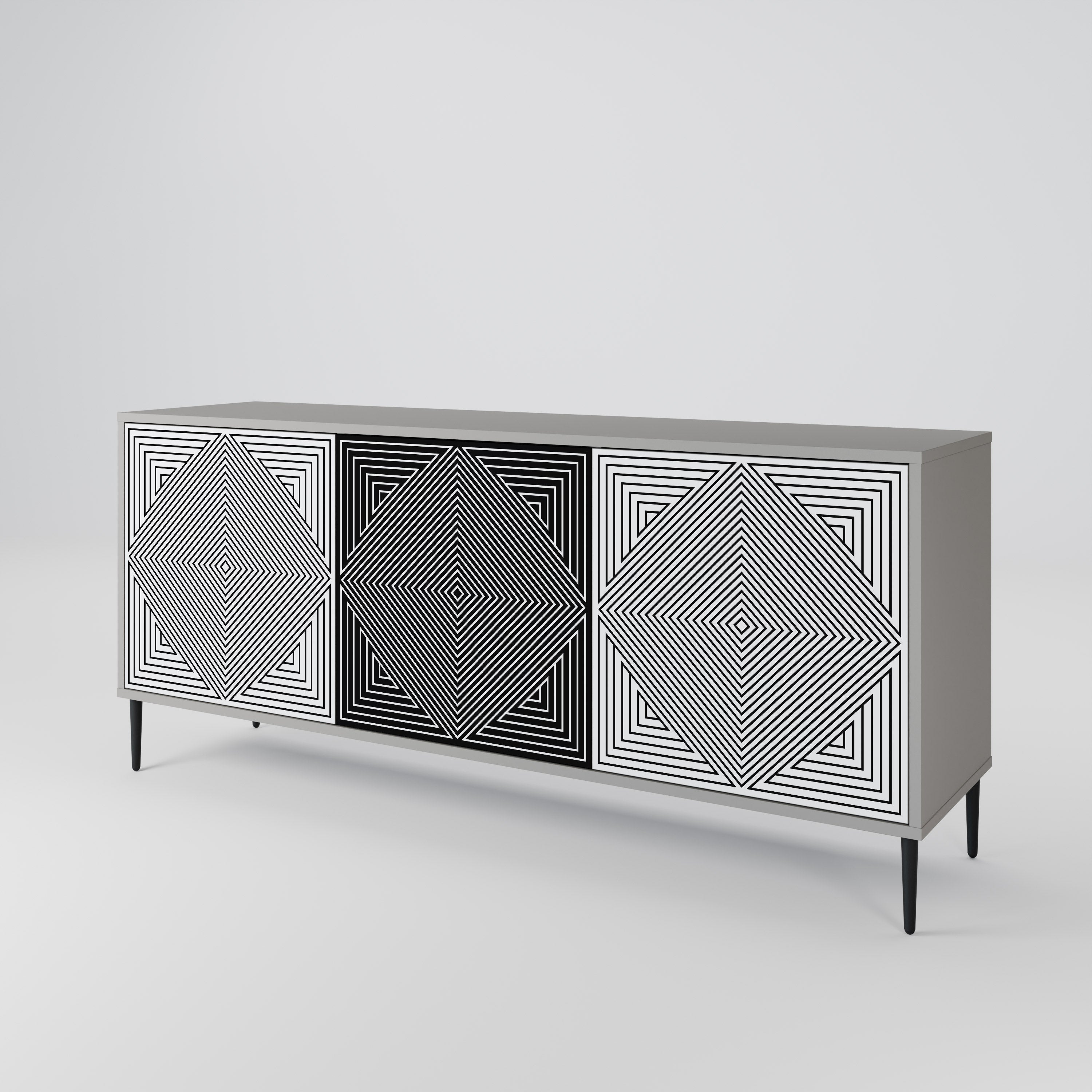 POLYGON ILLUSION Sideboard mit 3 Türen in Grau