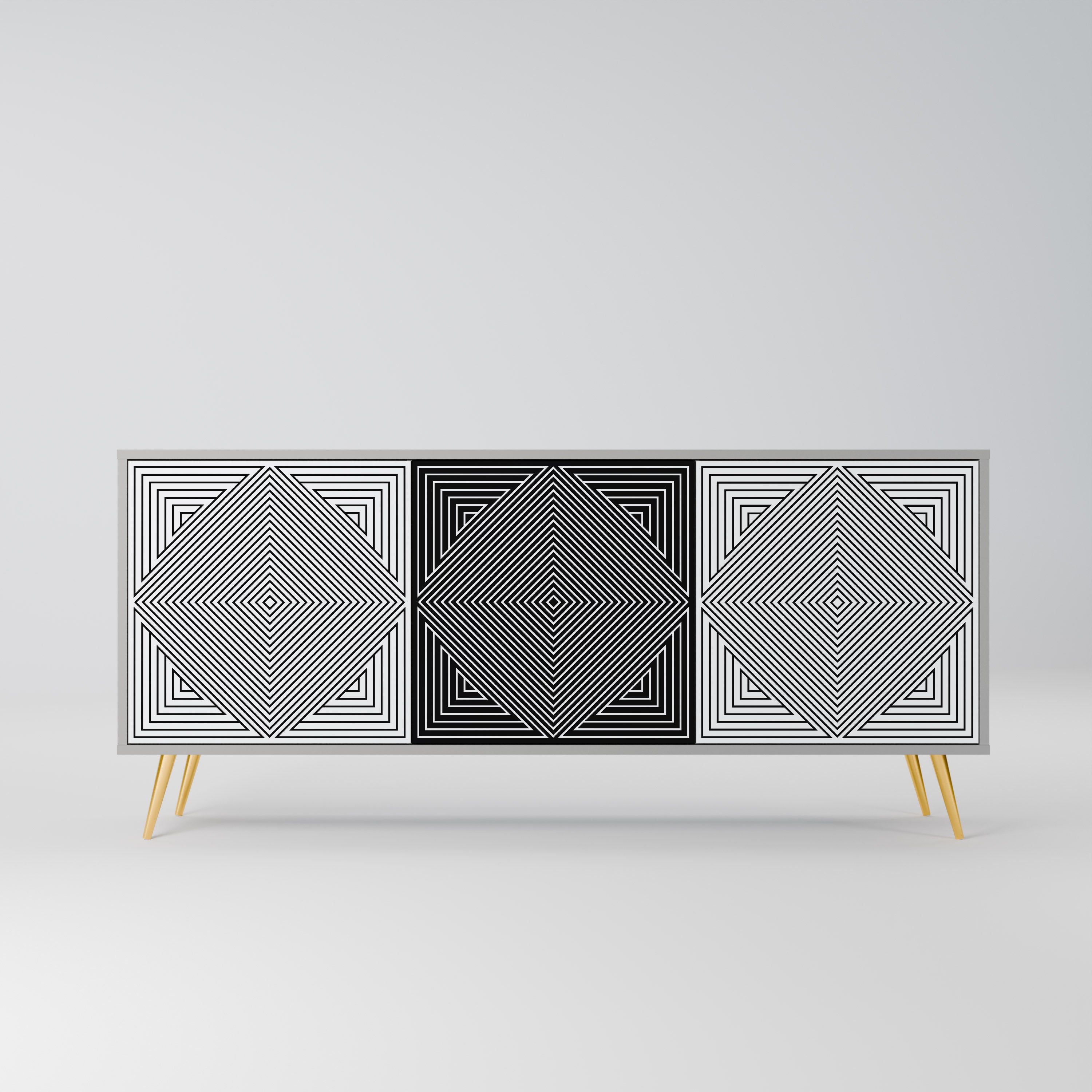 POLYGON ILLUSION Sideboard mit 3 Türen in Grau