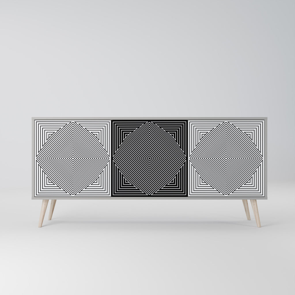 POLYGON ILLUSION 3-Door Sideboard in Grey Finish