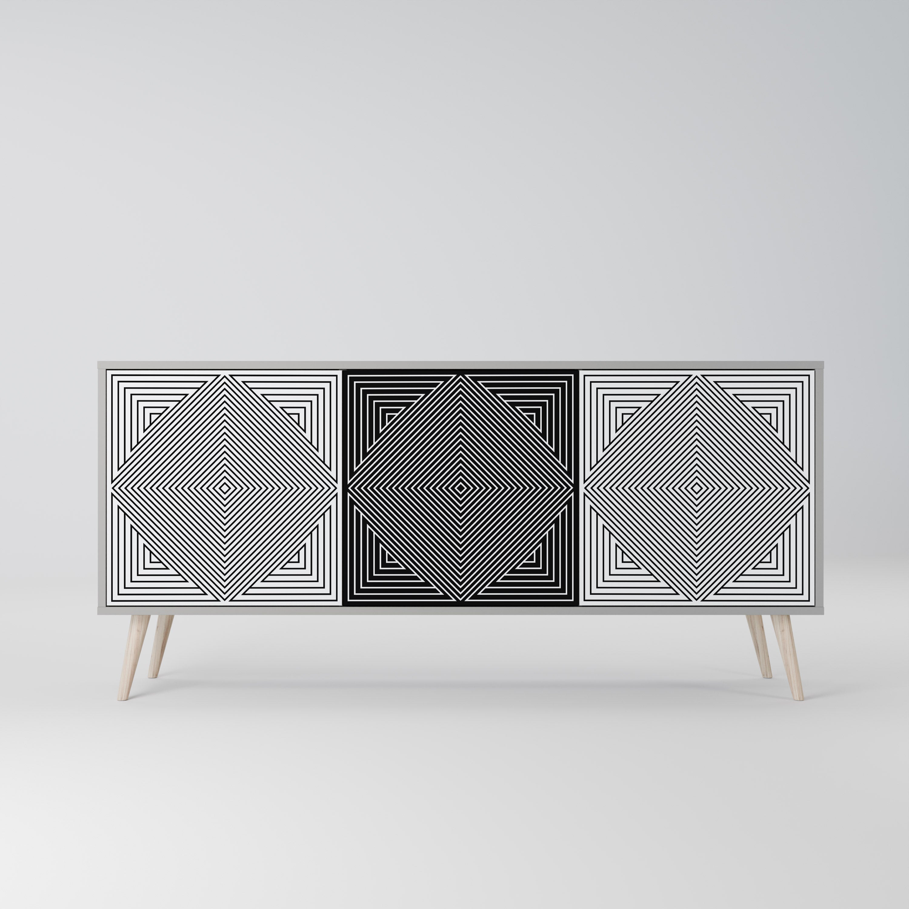 POLYGON ILLUSION Sideboard mit 3 Türen in Grau