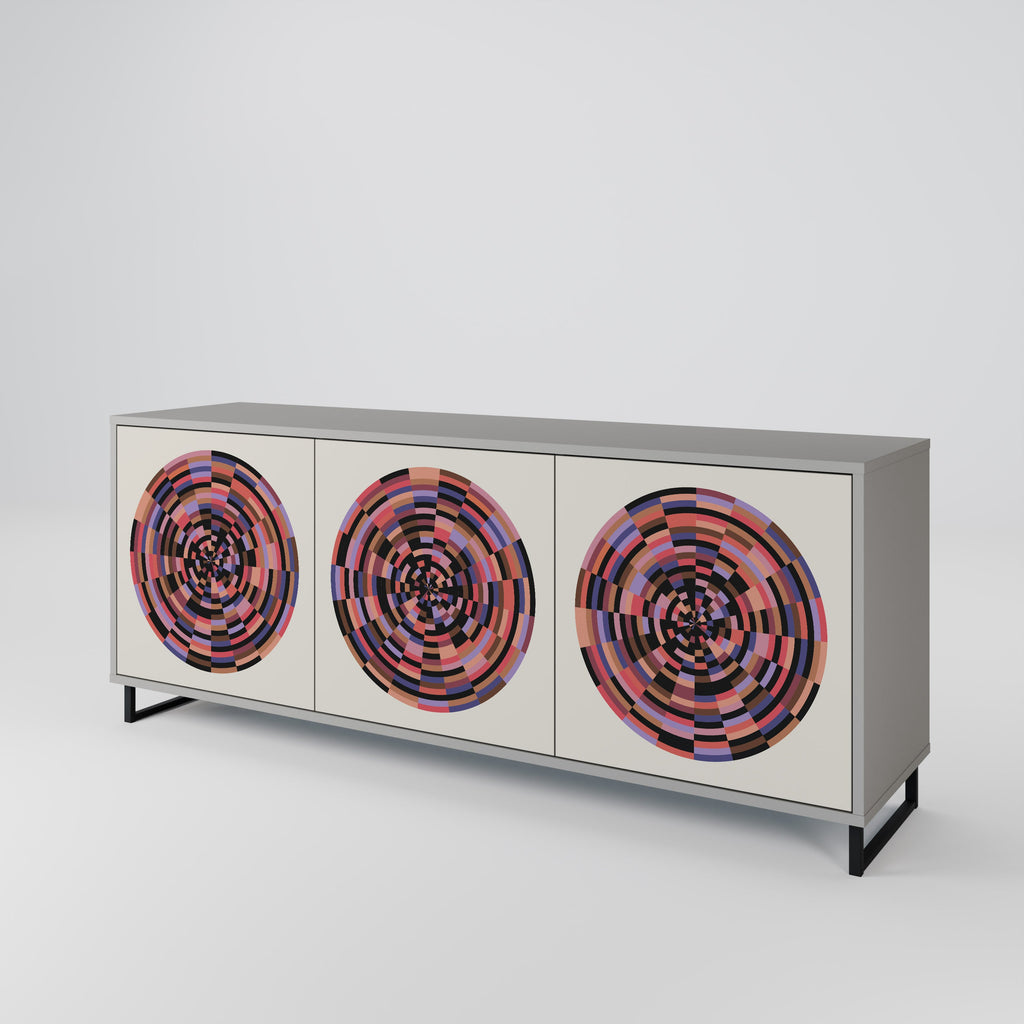 BROWN CIRCLES Sideboard mit 3 Türen in Grau