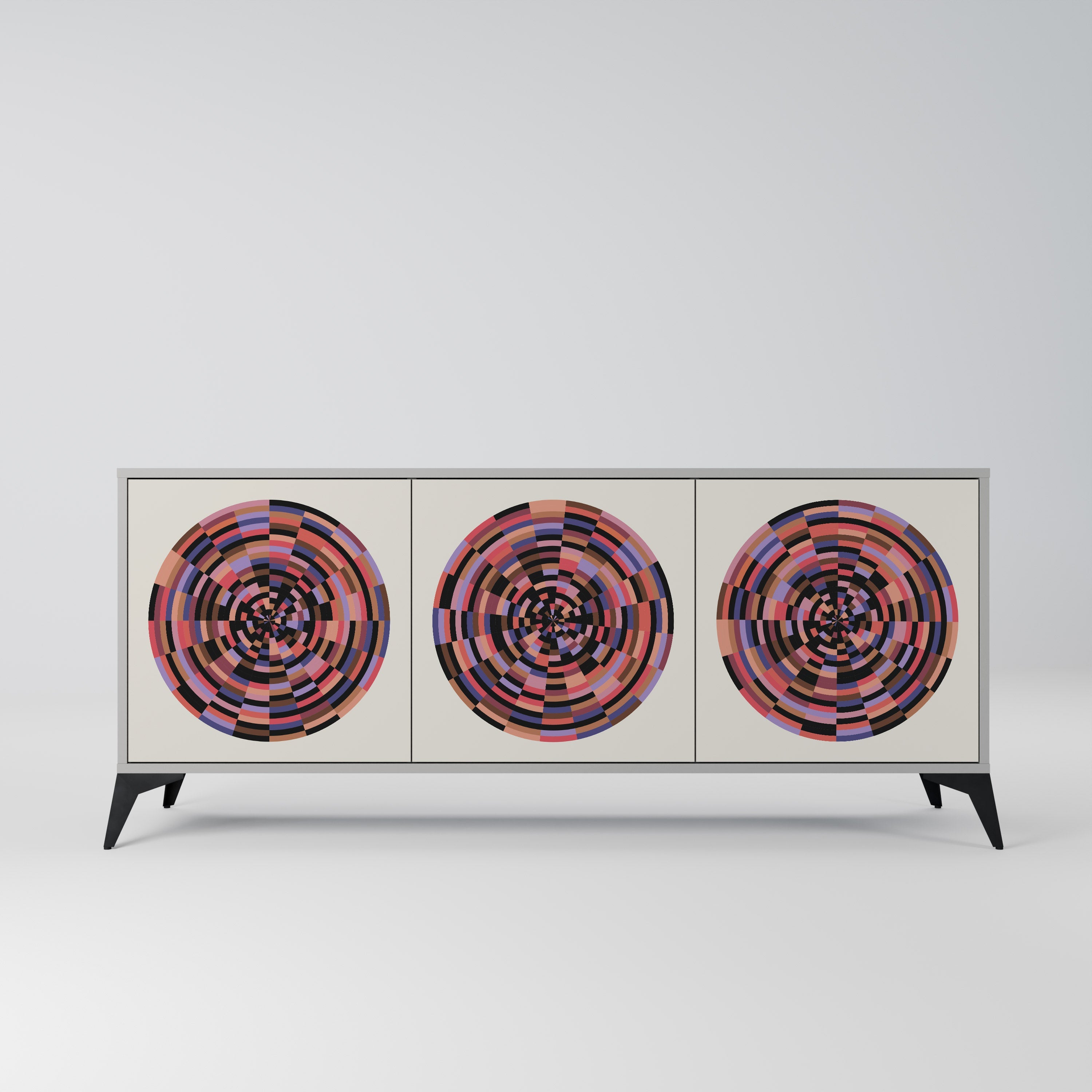 BROWN CIRCLES Sideboard mit 3 Türen in Grau