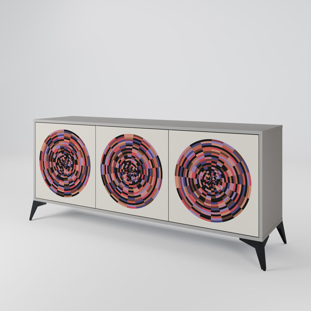 BROWN CIRCLES Sideboard mit 3 Türen in Grau