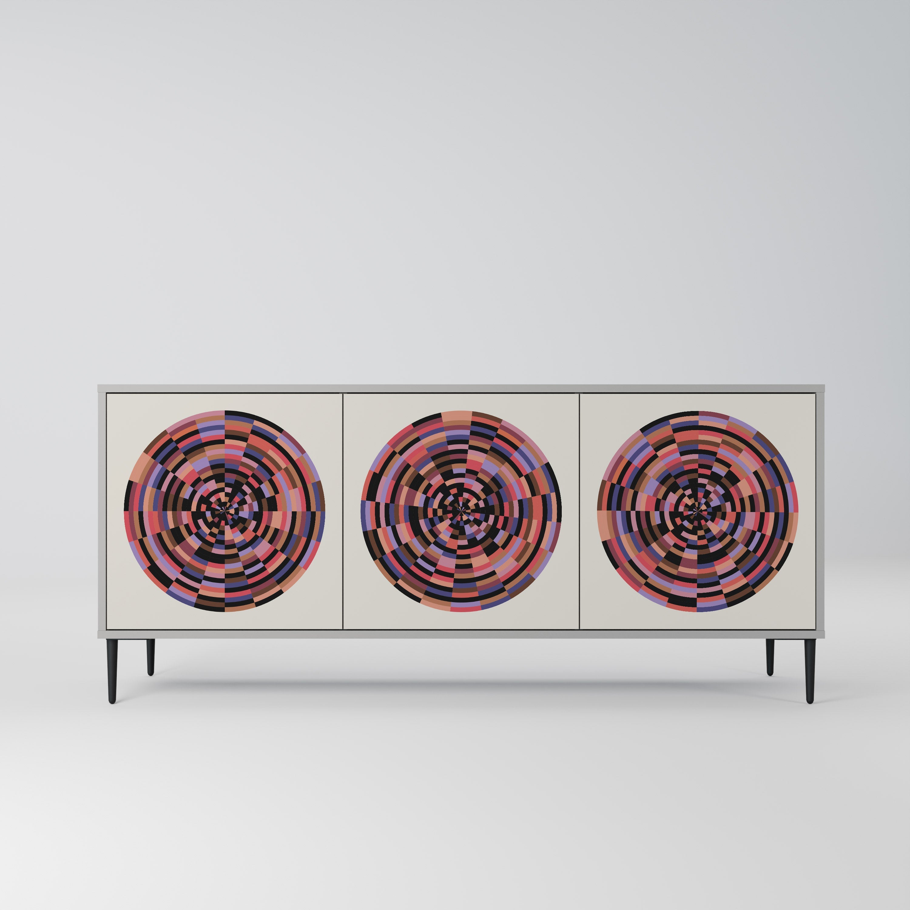 BROWN CIRCLES Sideboard mit 3 Türen in Grau