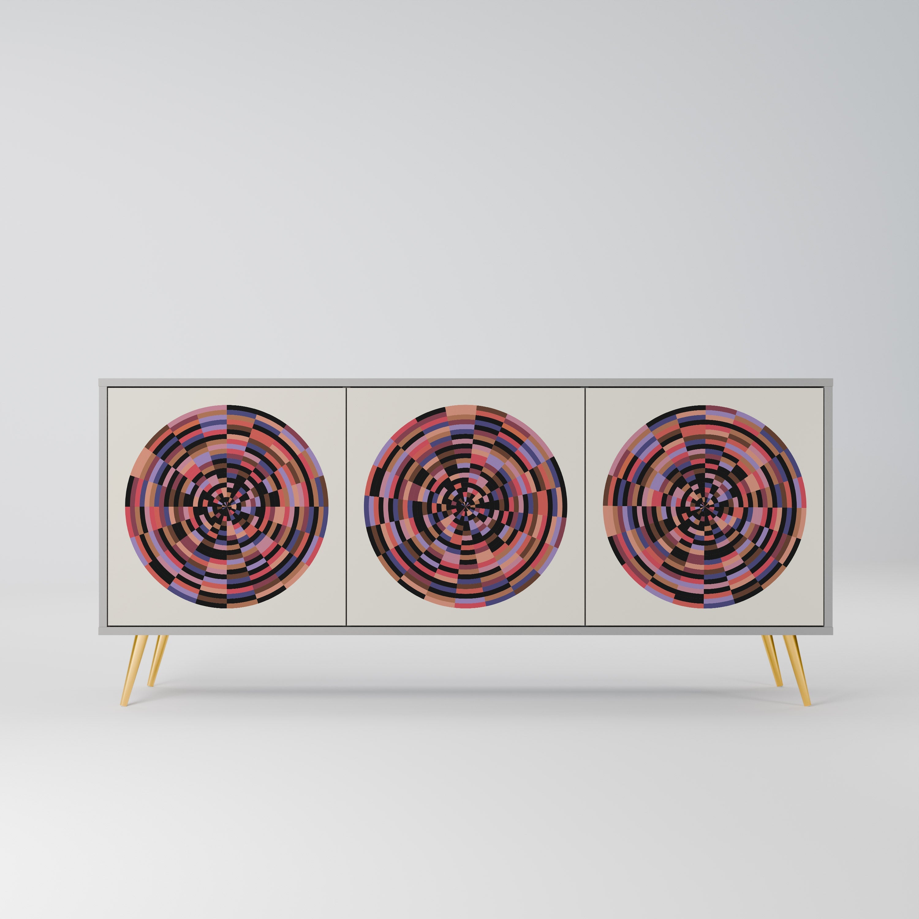 BROWN CIRCLES Sideboard mit 3 Türen in Grau