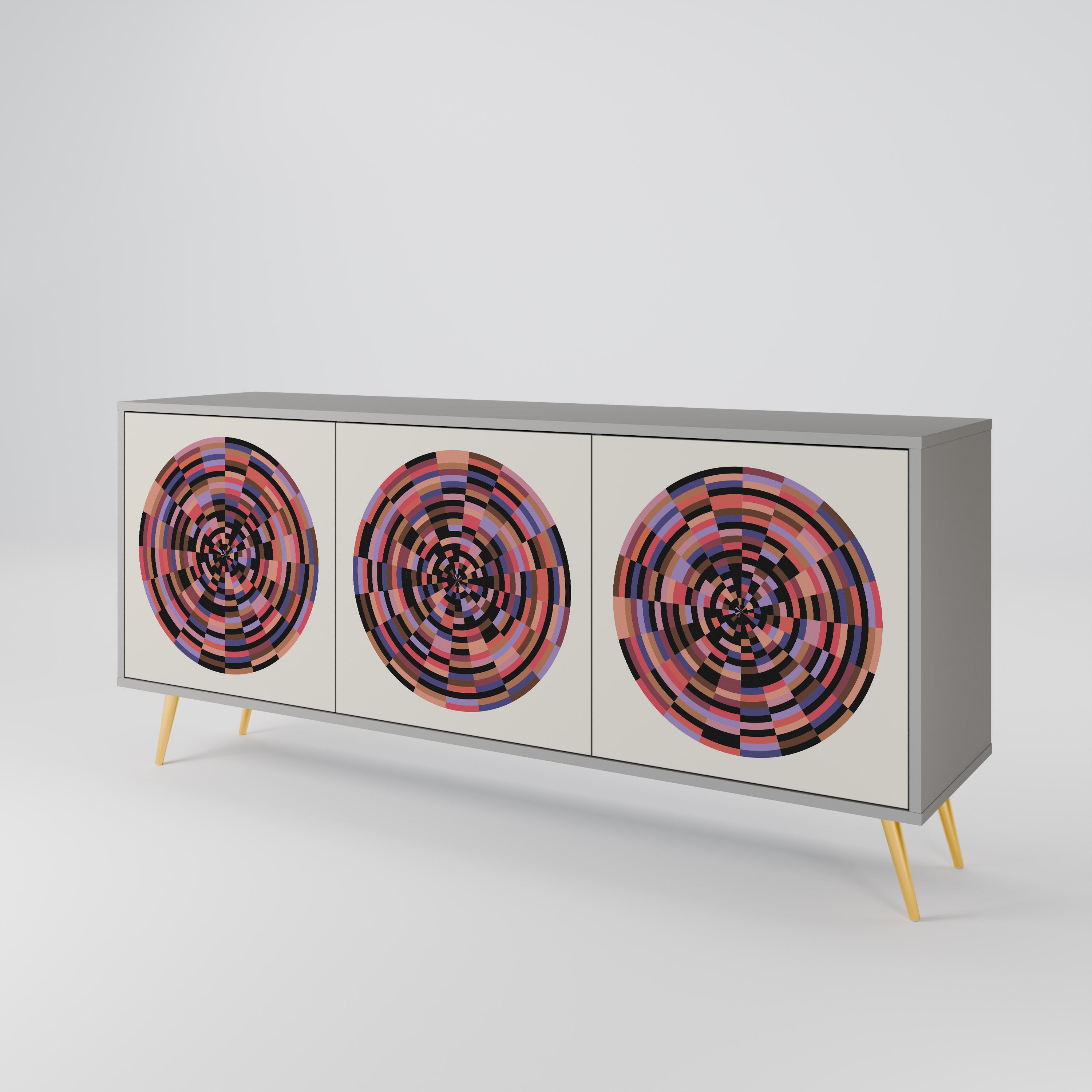 BROWN CIRCLES 3-türiges Sideboard