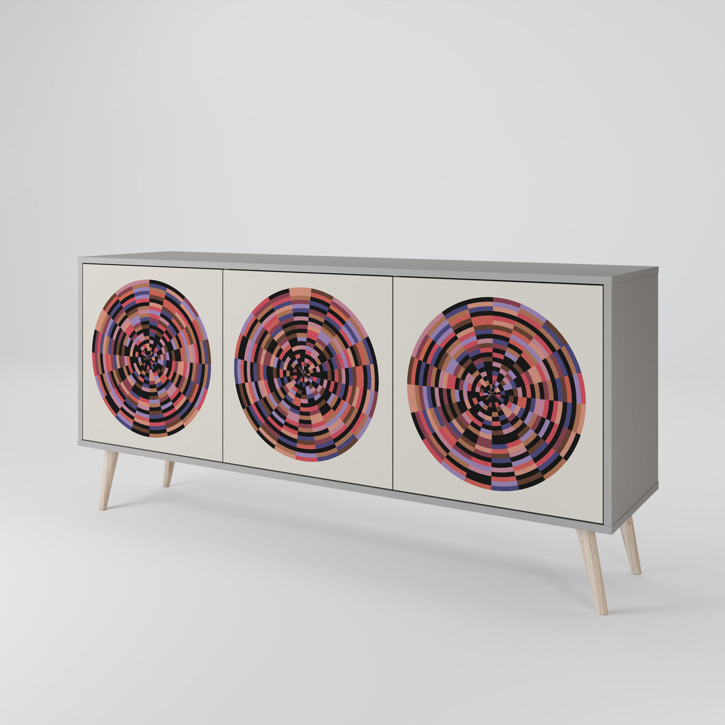 BROWN CIRCLES Sideboard mit 3 Türen in Grau
