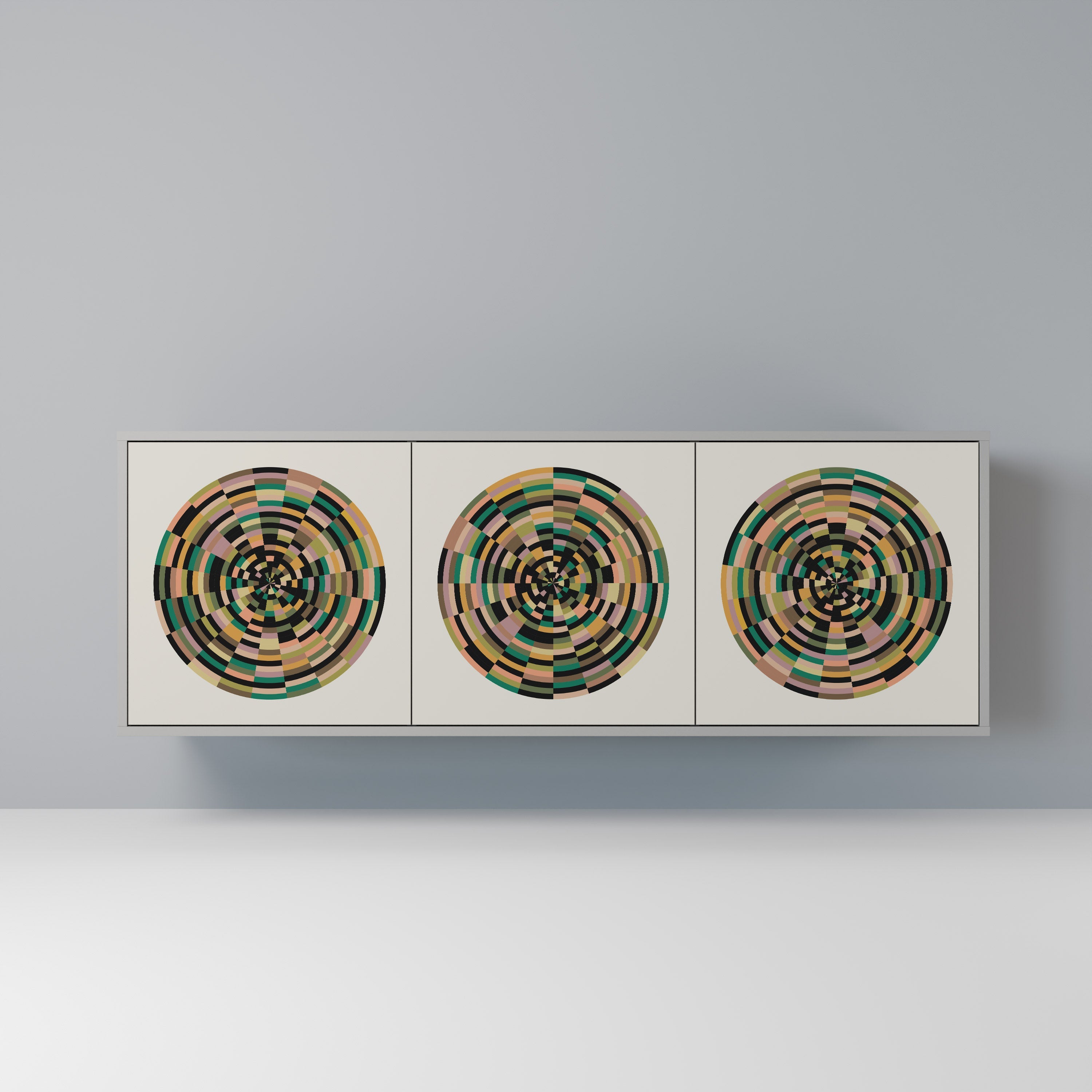 GREEN CIRCLES Sideboard mit 3 Türen in Grau