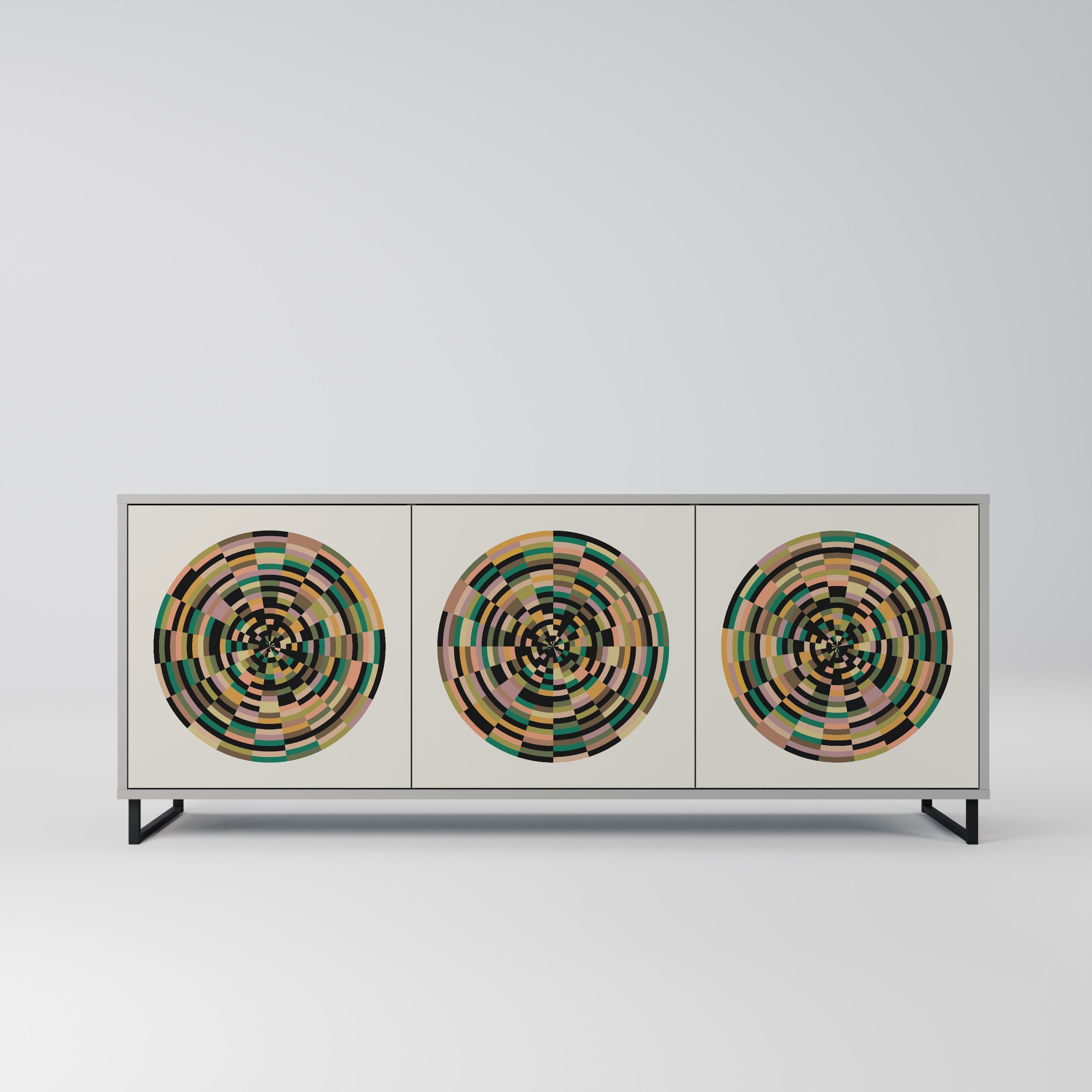 GREEN CIRCLES Sideboard mit 3 Türen in Grau