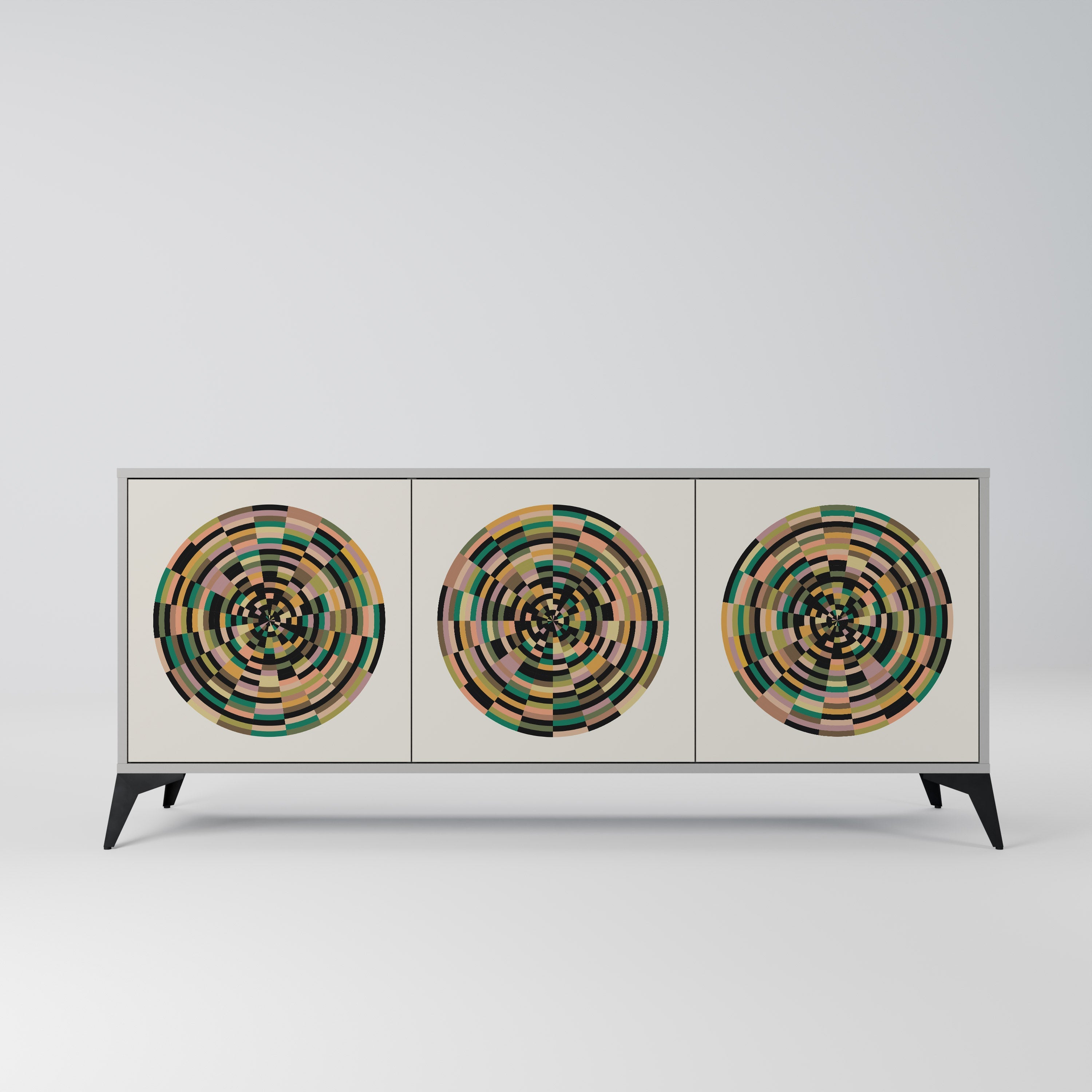 GREEN CIRCLES Sideboard mit 3 Türen in Grau