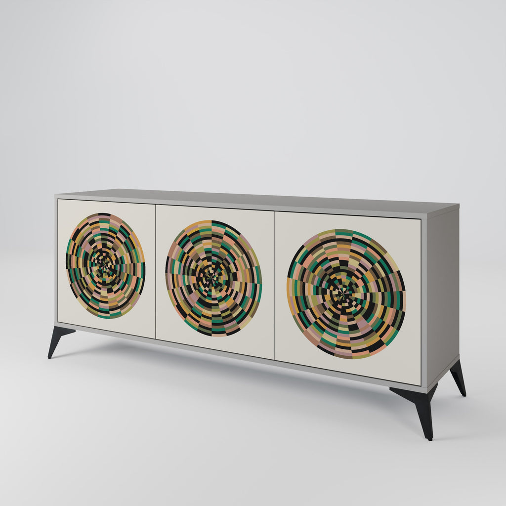 GREEN CIRCLES Sideboard mit 3 Türen in Grau