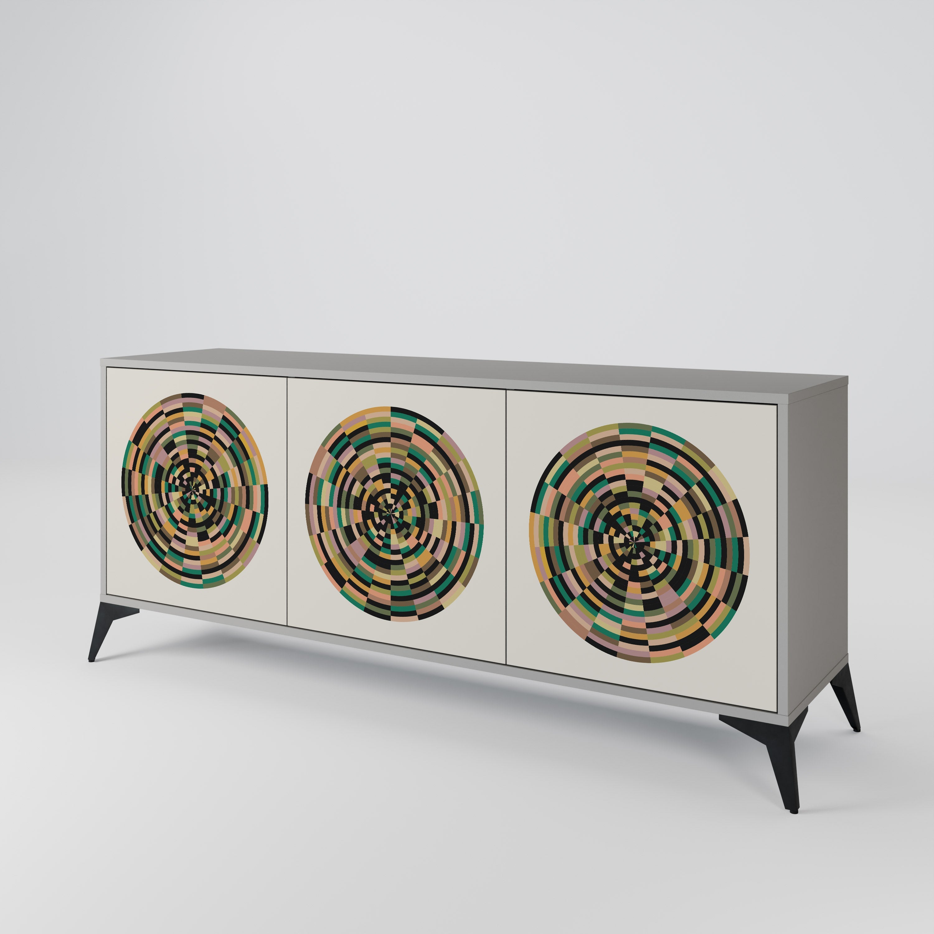 GREEN CIRCLES Sideboard mit 3 Türen in Grau