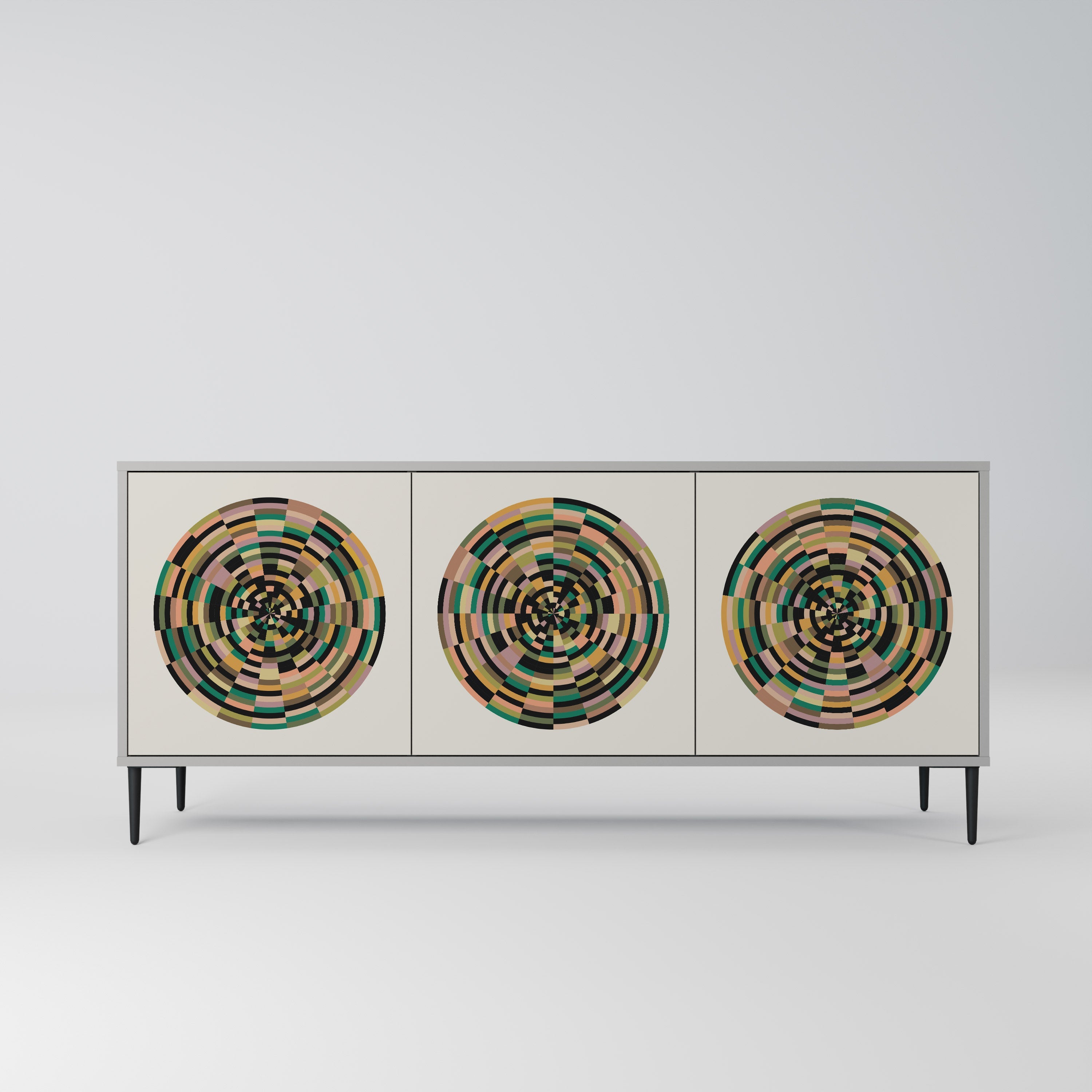 GREEN CIRCLES Sideboard mit 3 Türen in Grau