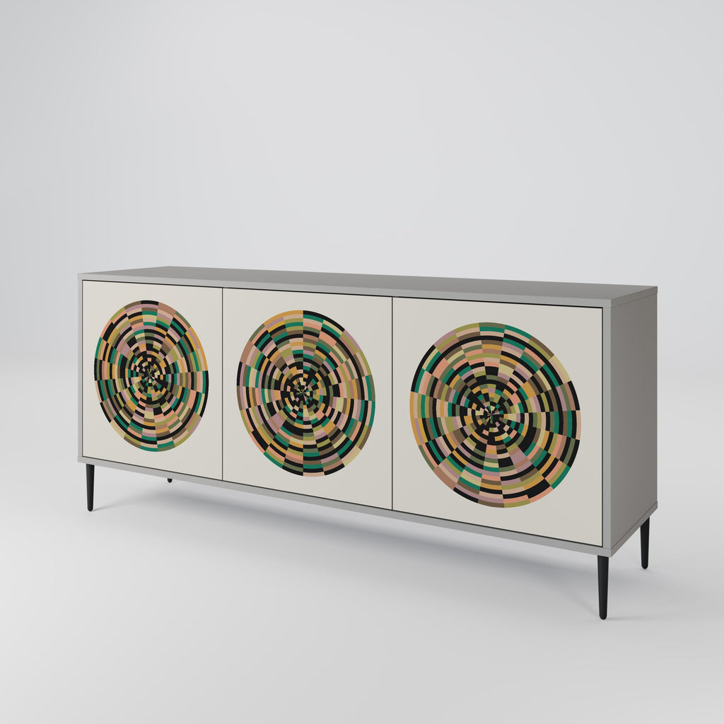 GREEN CIRCLES Sideboard mit 3 Türen in Grau