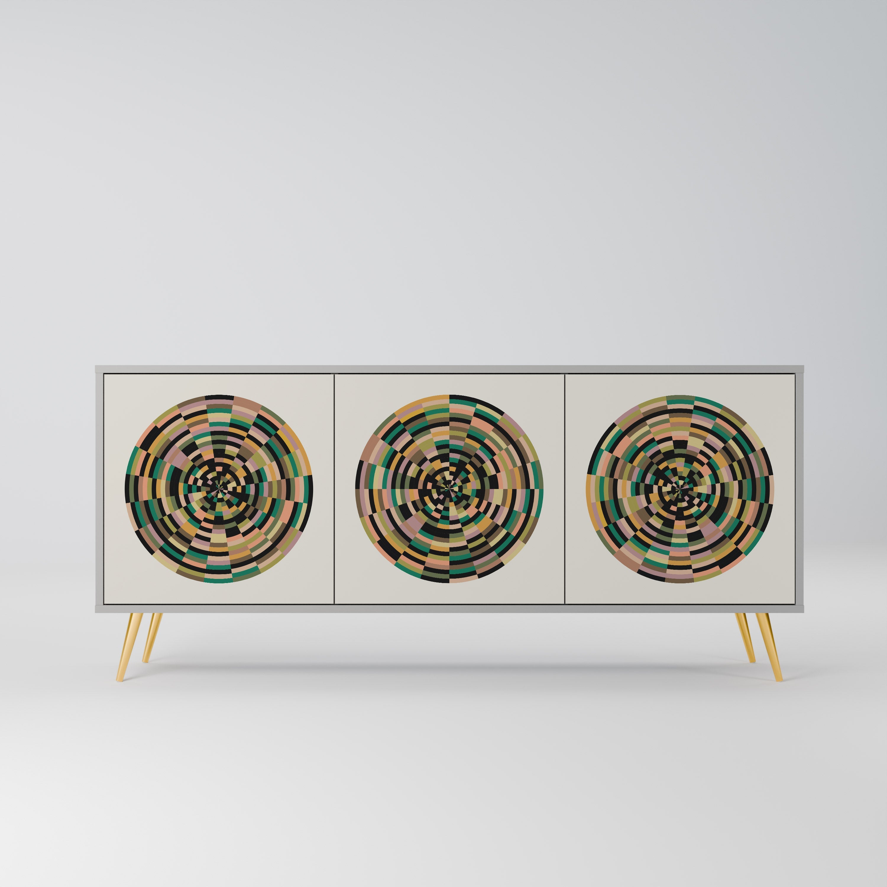 GREEN CIRCLES Sideboard mit 3 Türen in Grau