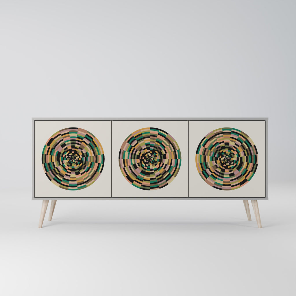 GREEN CIRCLES Sideboard mit 3 Türen in Grau