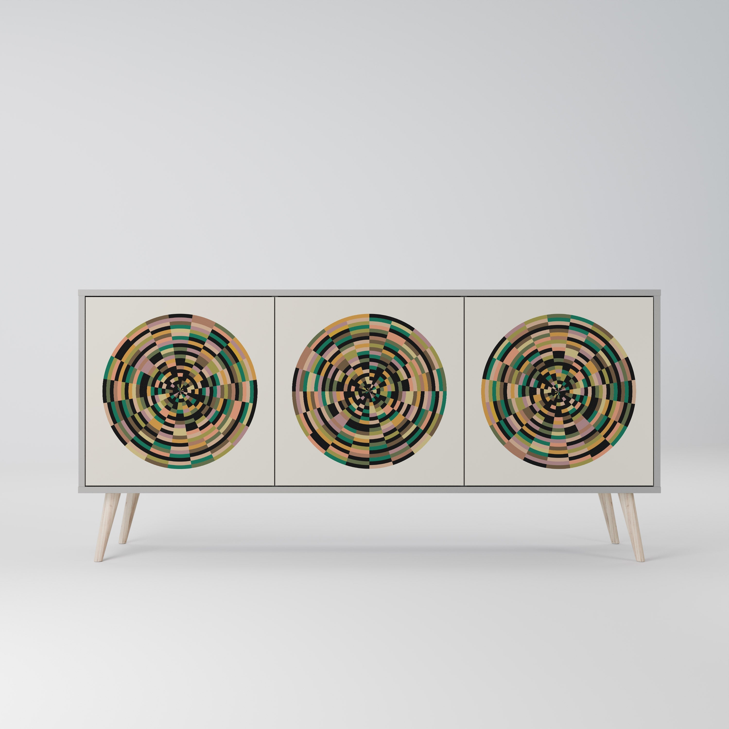 GREEN CIRCLES Sideboard mit 3 Türen in Grau