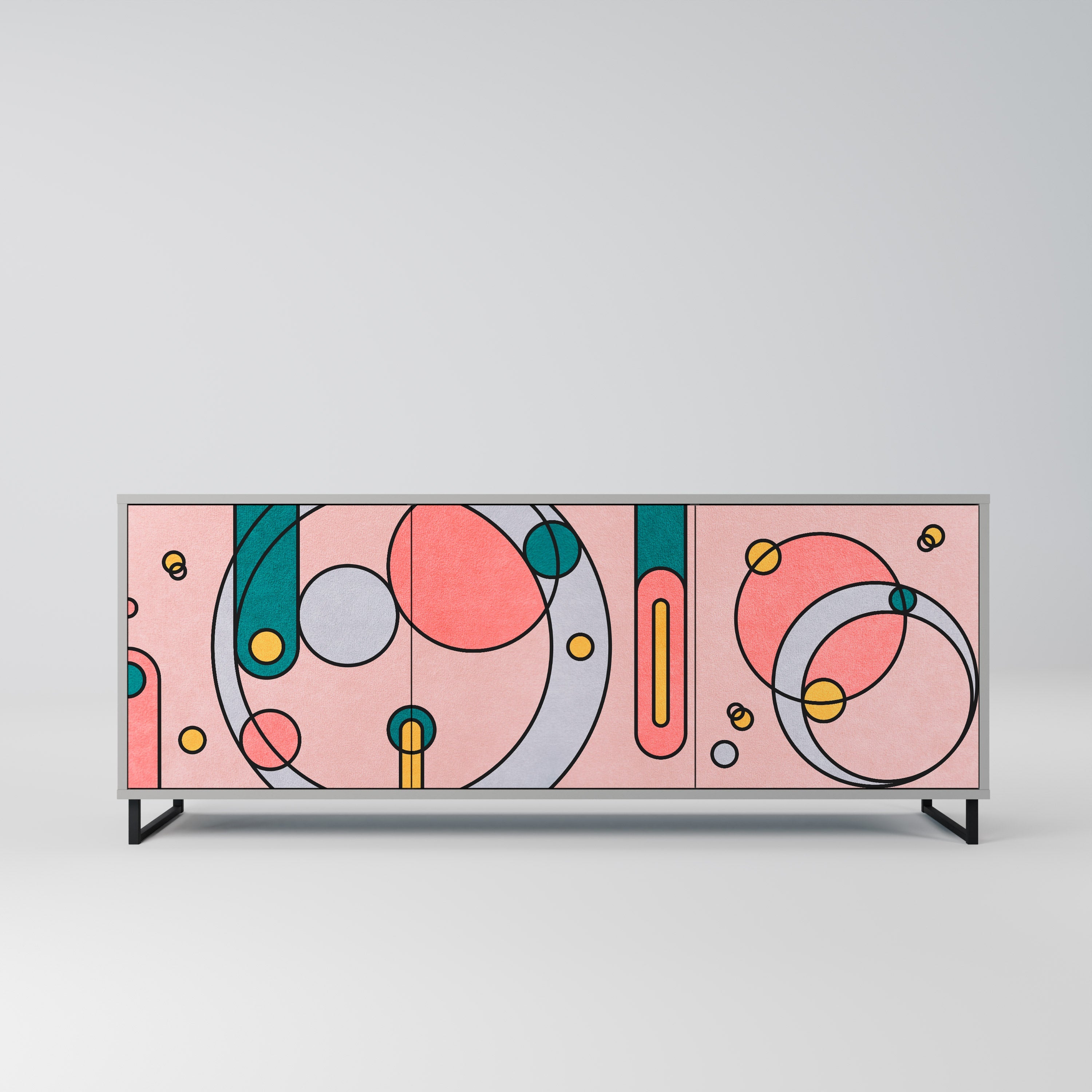 GOSSAMER ECHOES Sideboard mit 3 Türen in Grau