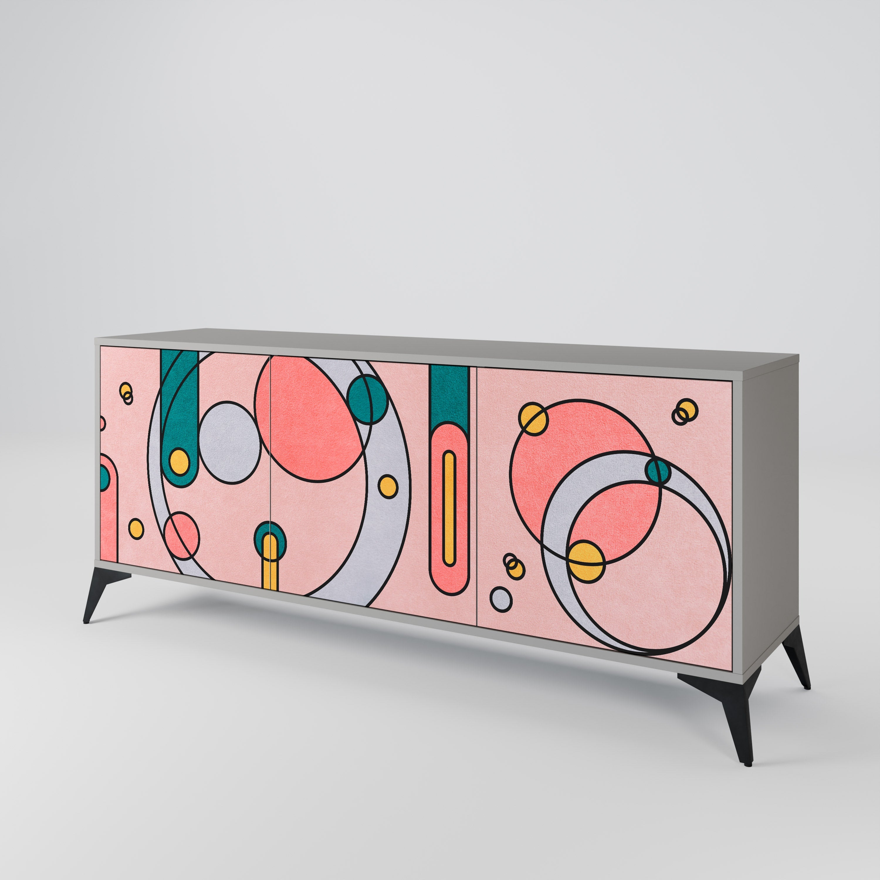 GOSSAMER ECHOES Sideboard mit 3 Türen in Grau