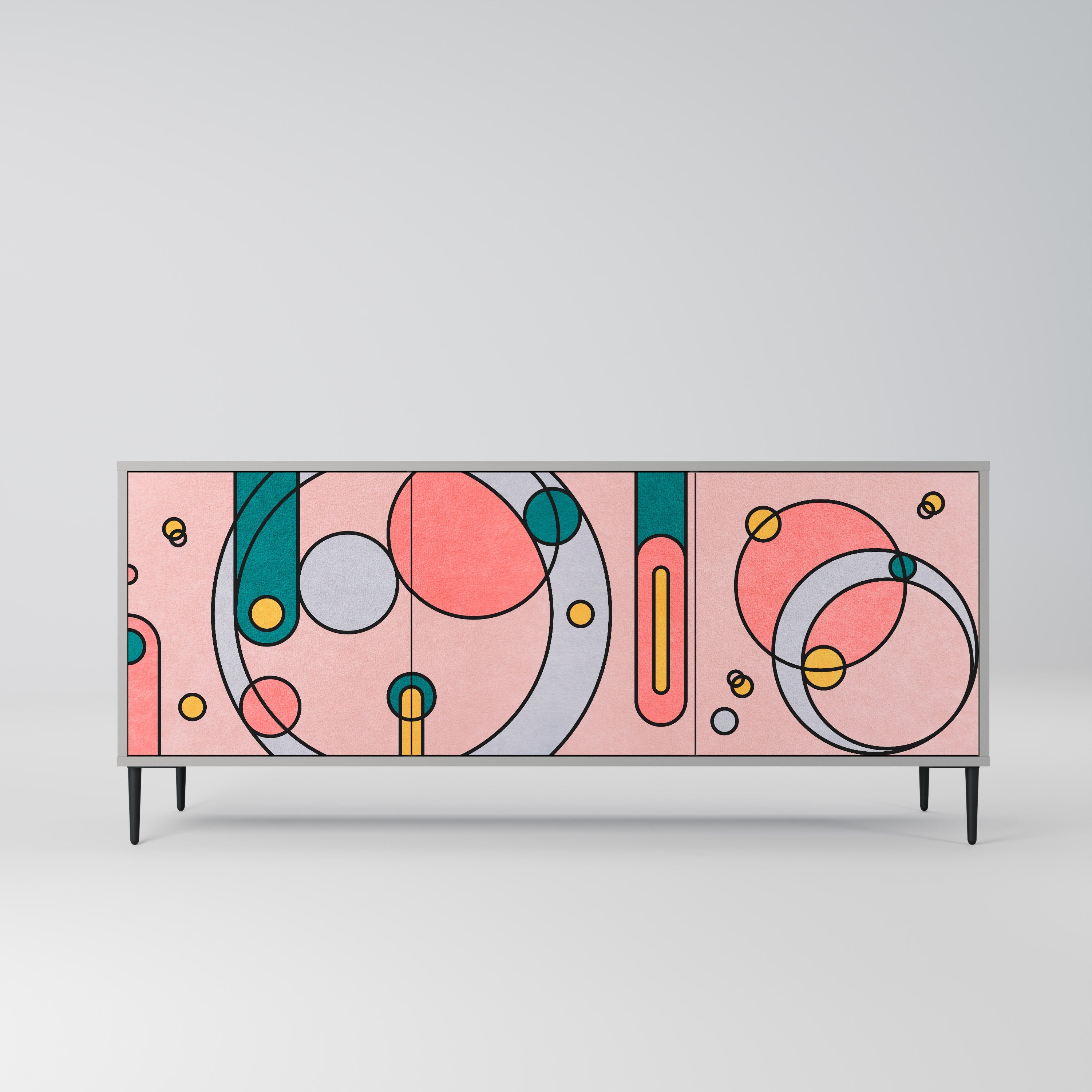 GOSSAMER ECHOES Sideboard mit 3 Türen in Grau