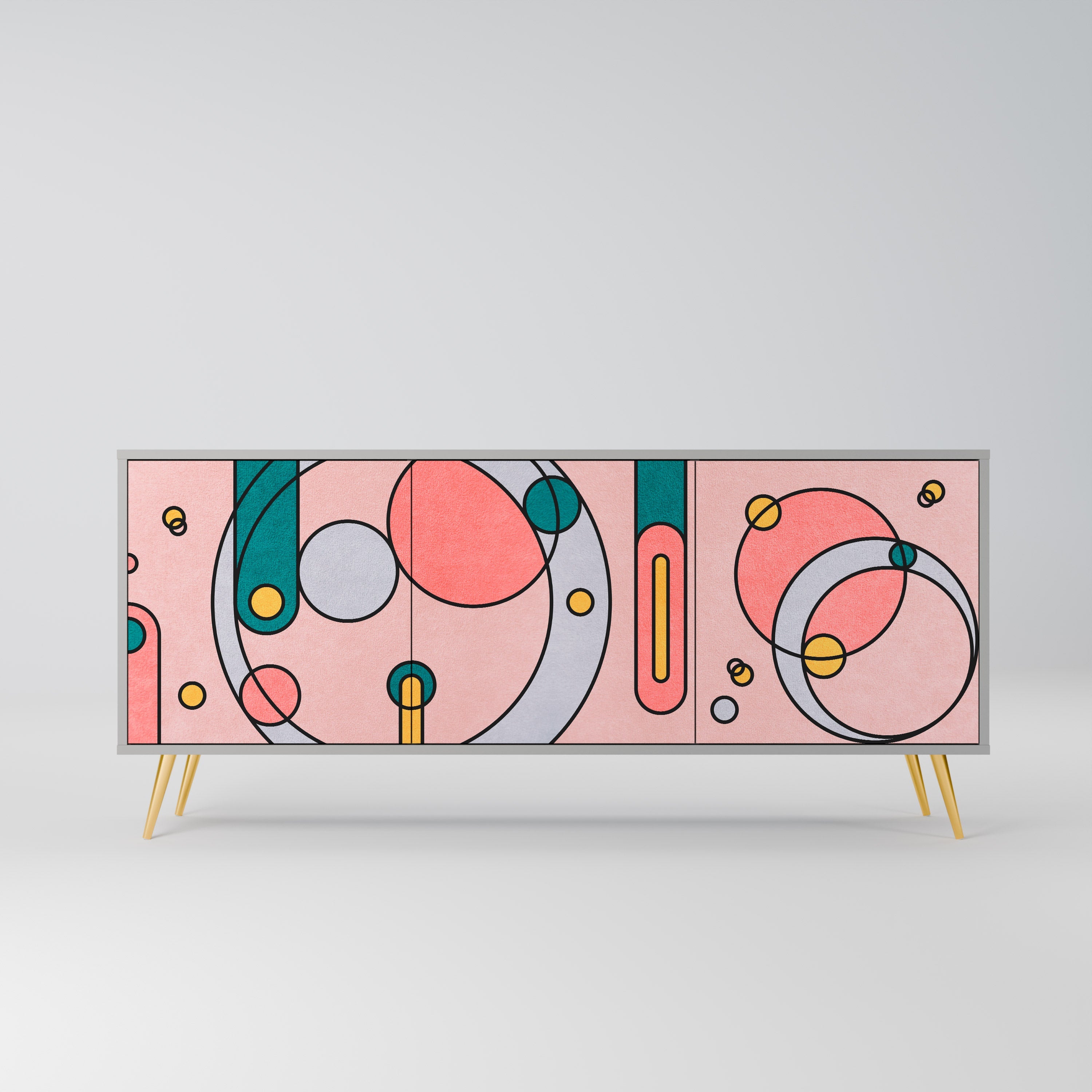 GOSSAMER ECHOES Sideboard mit 3 Türen in Grau