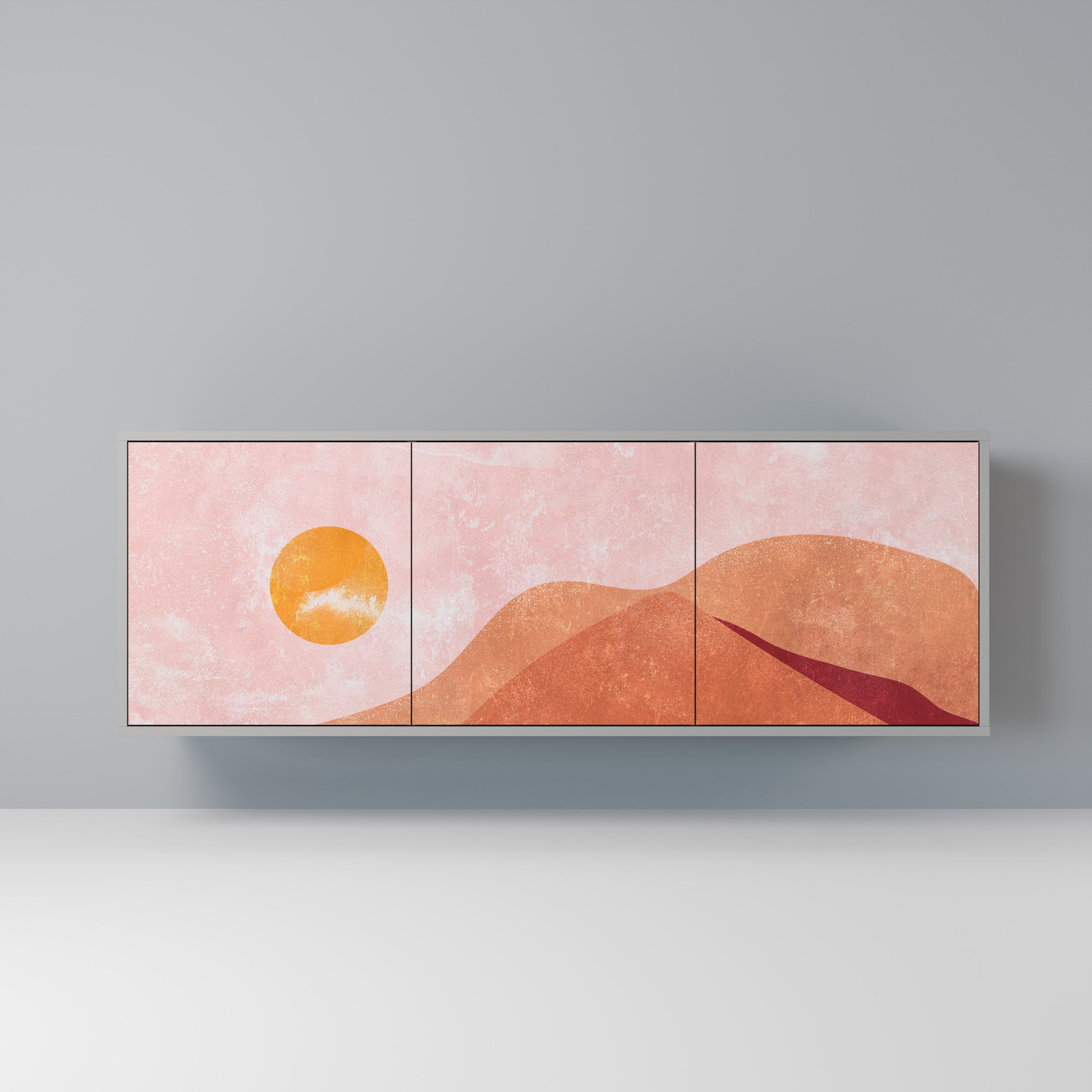 LUMINOUS SUNLIGHT Sideboard mit 3 Türen in Grau