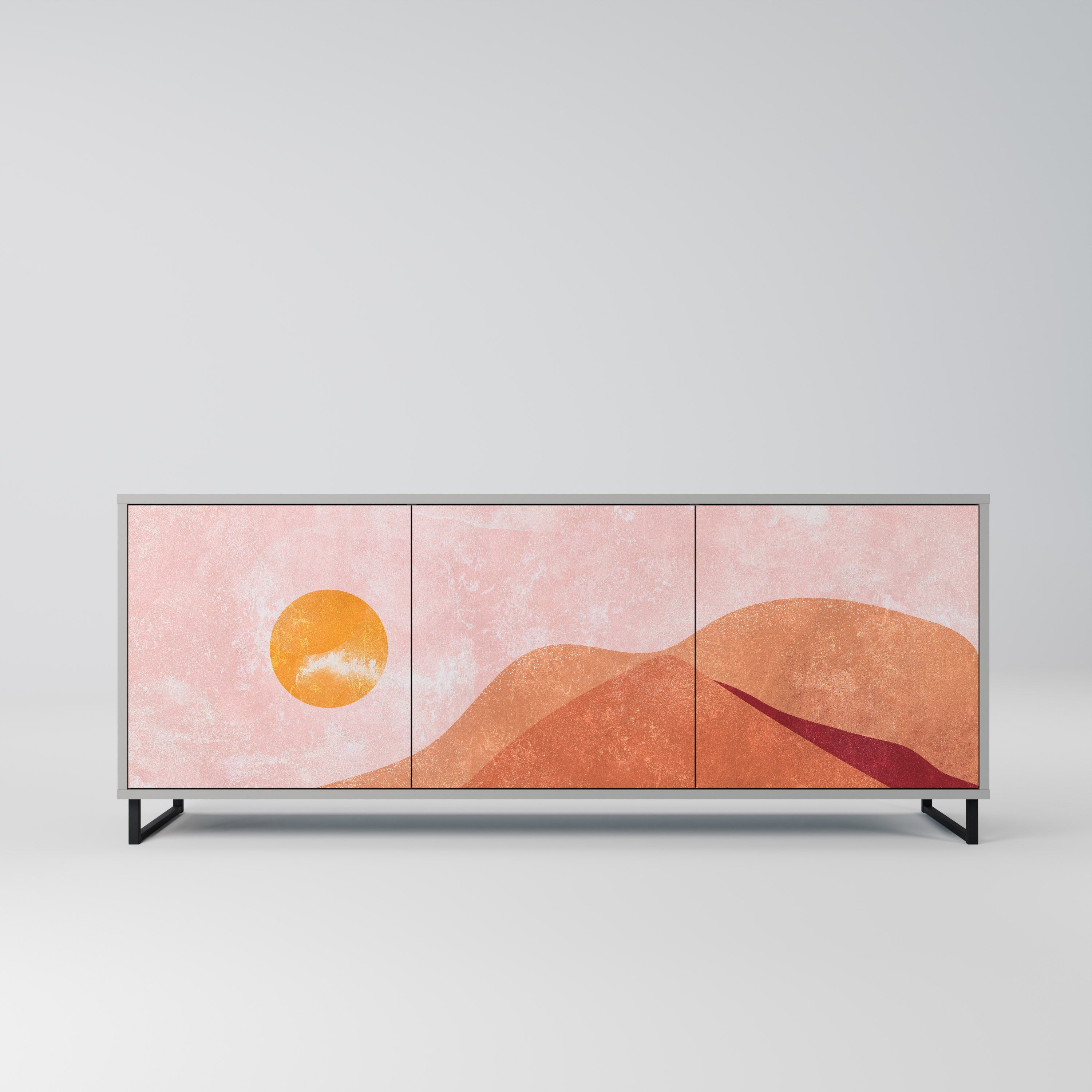 LUMINOUS SUNLIGHT Sideboard mit 3 Türen in Grau
