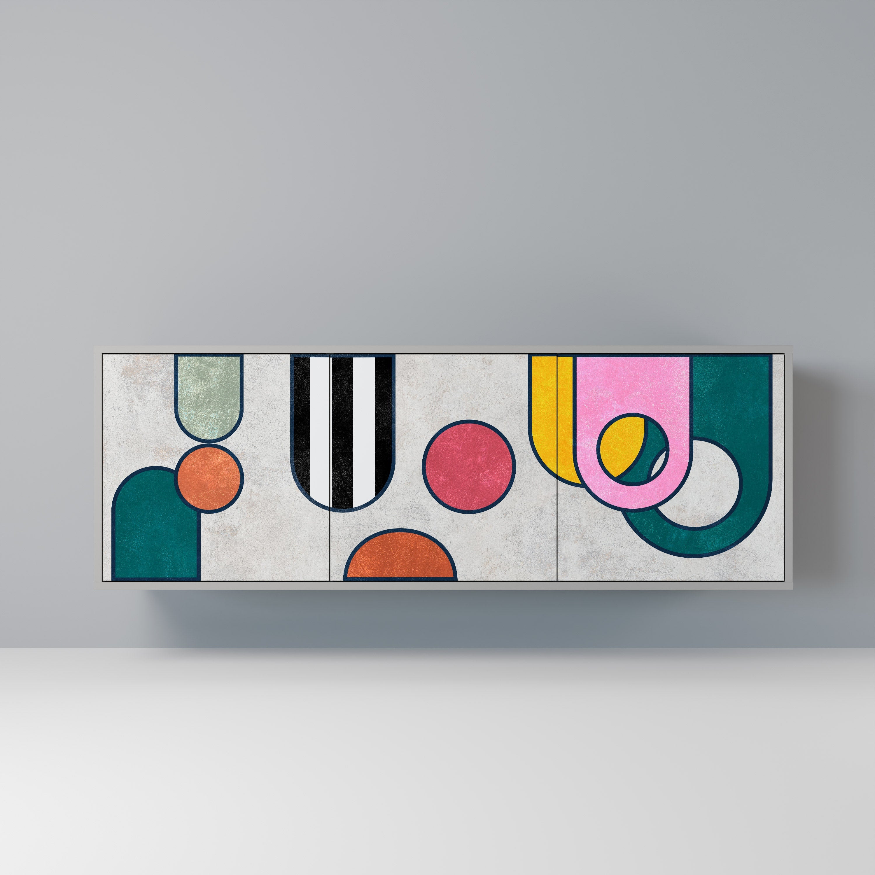 COOL STORY Sideboard mit 3 Türen in Grau