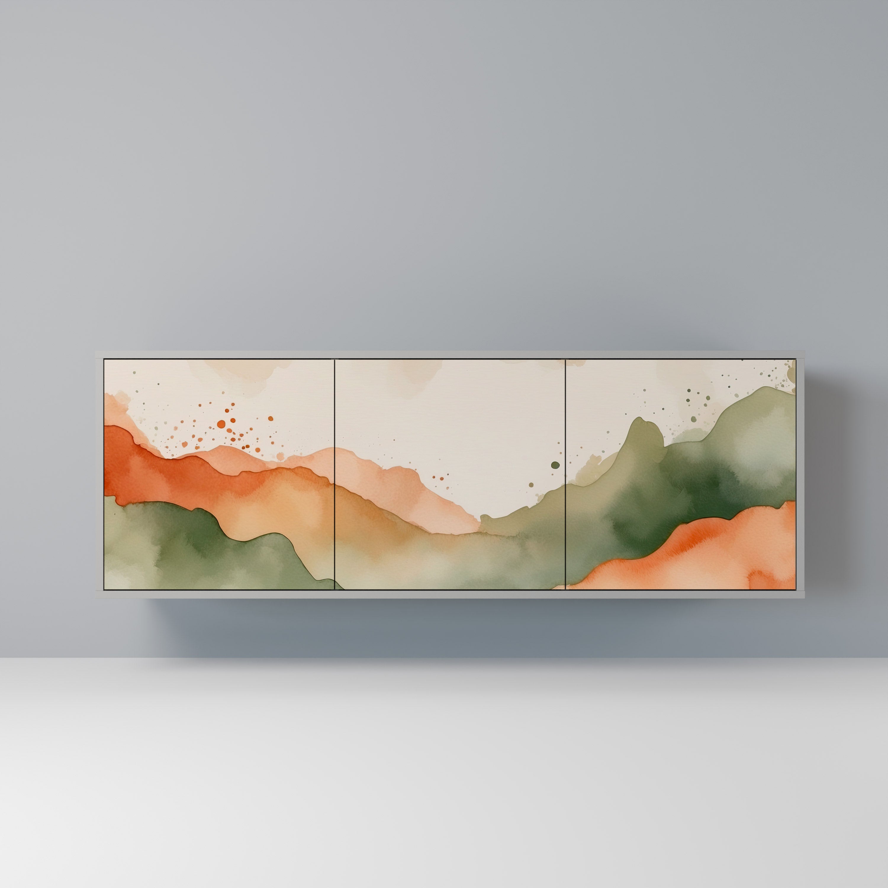 WATERCOLOUR PEAKS Sideboard mit 3 Türen in Grau