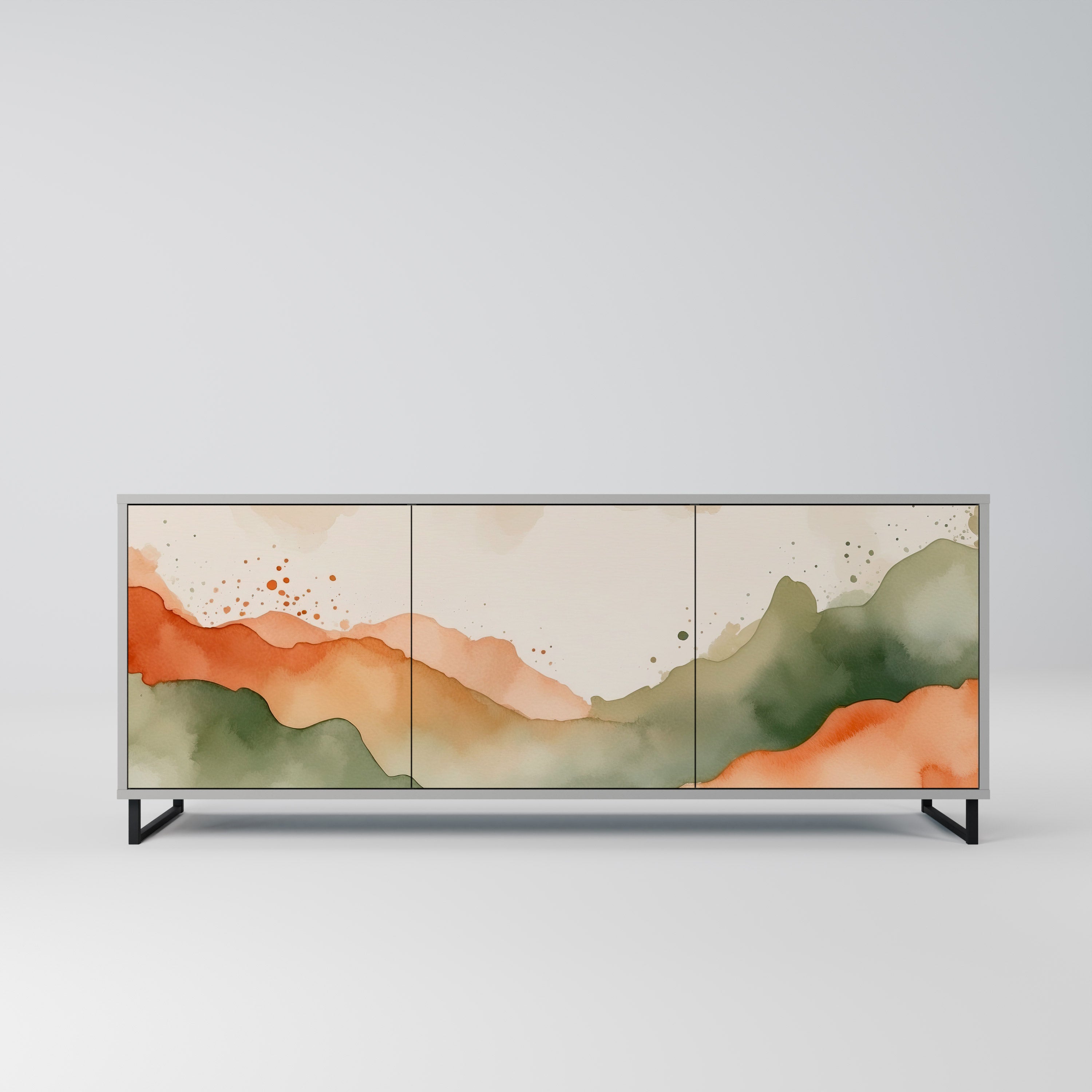 WATERCOLOUR PEAKS Sideboard mit 3 Türen in Grau