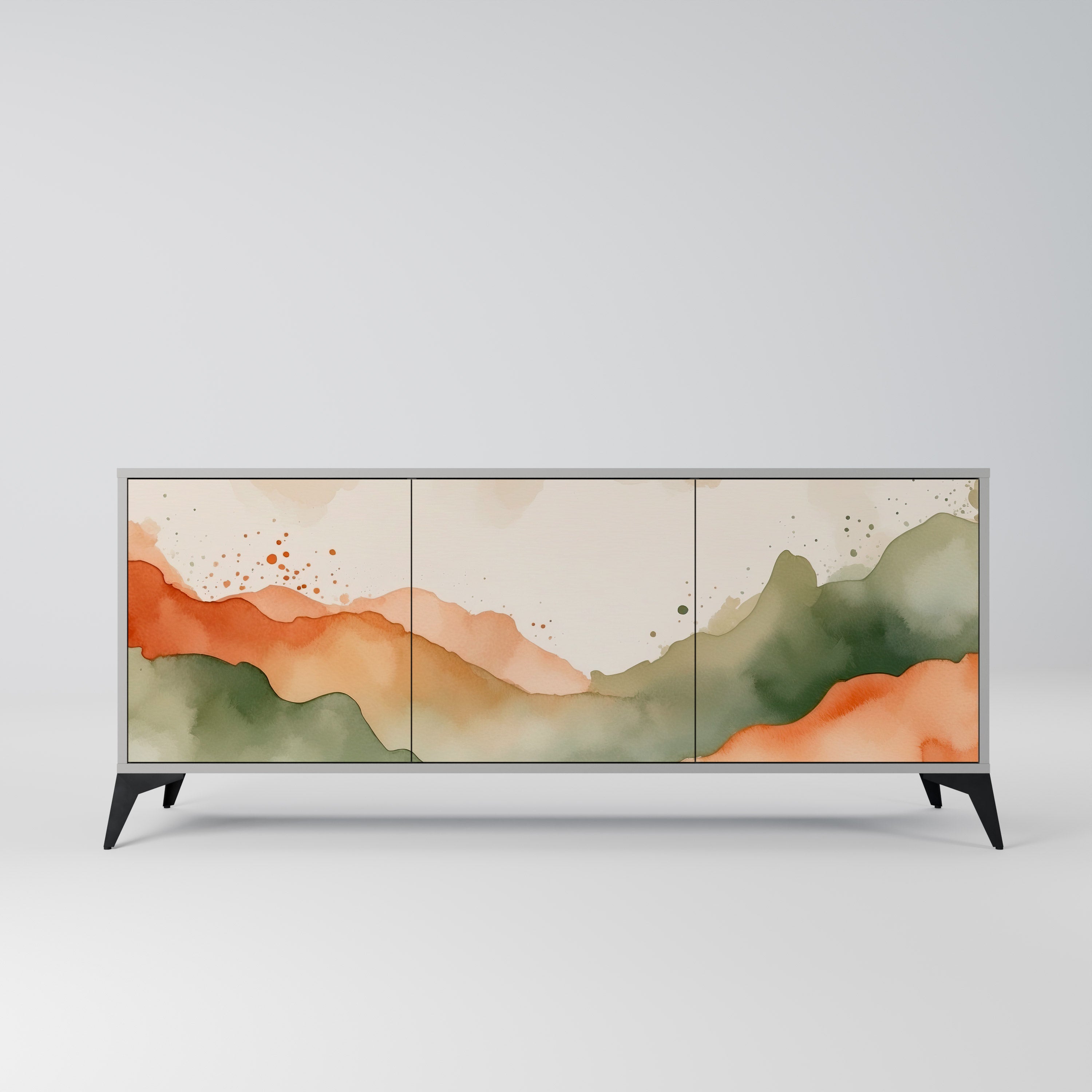 WATERCOLOUR PEAKS Sideboard mit 3 Türen in Grau