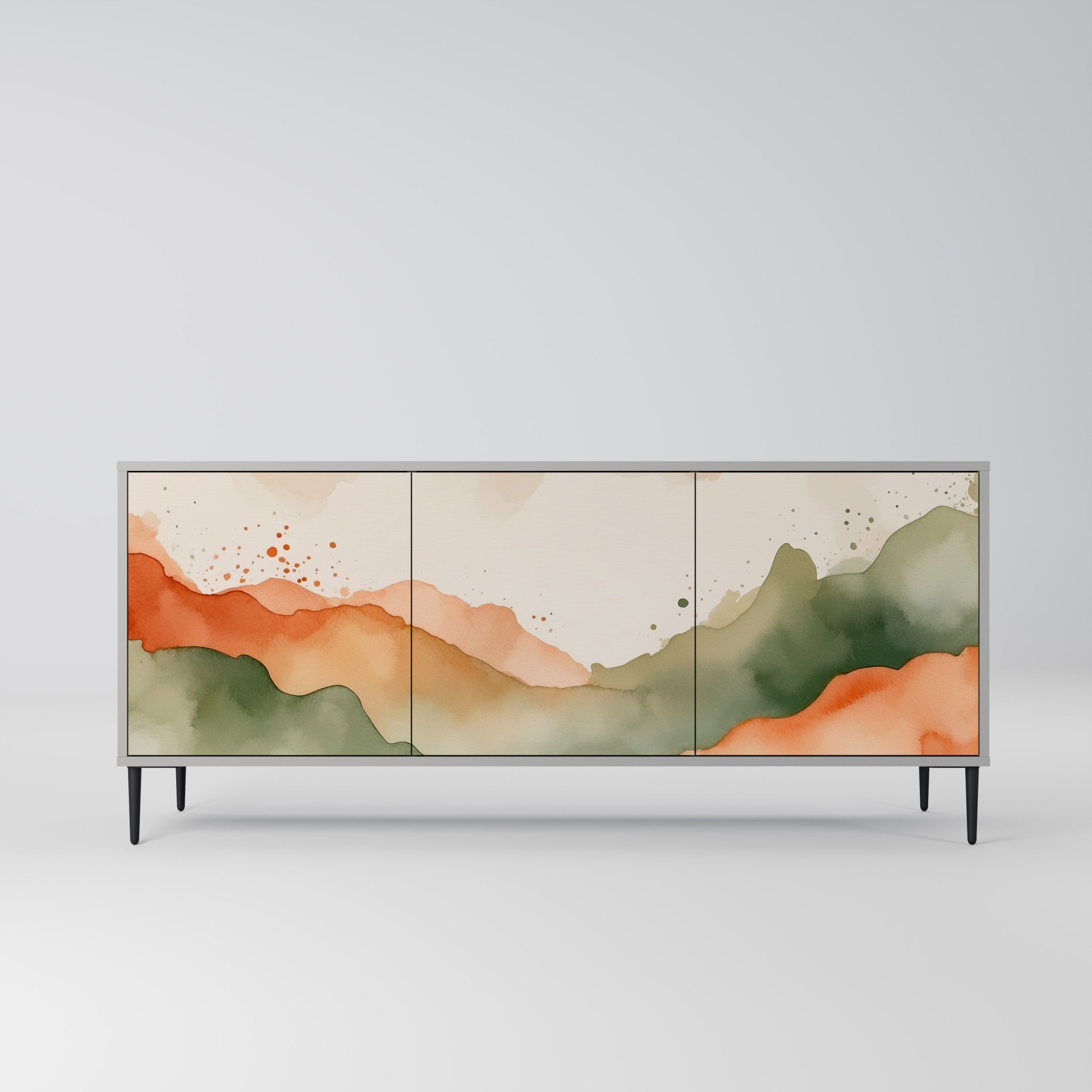 WATERCOLOUR PEAKS Sideboard mit 3 Türen in Grau