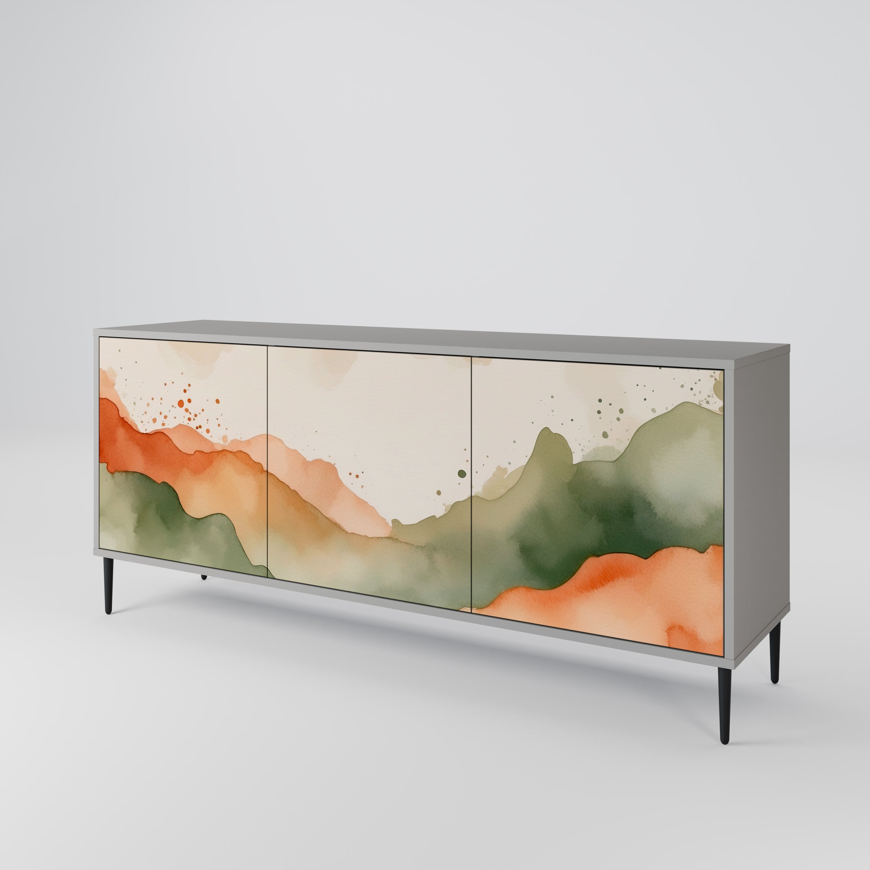 WATERCOLOUR PEAKS Sideboard mit 3 Türen in Grau