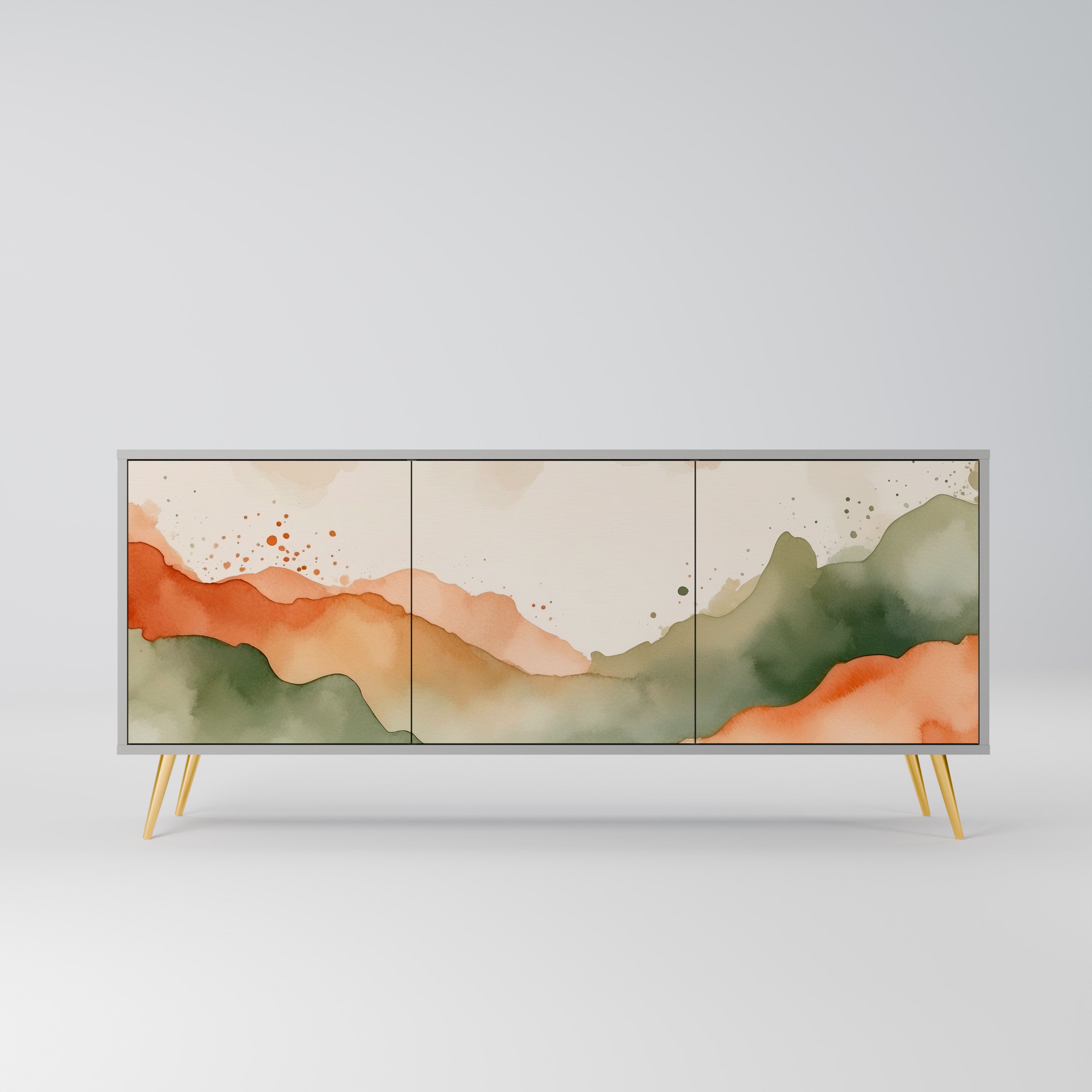 WATERCOLOUR PEAKS Sideboard mit 3 Türen in Grau